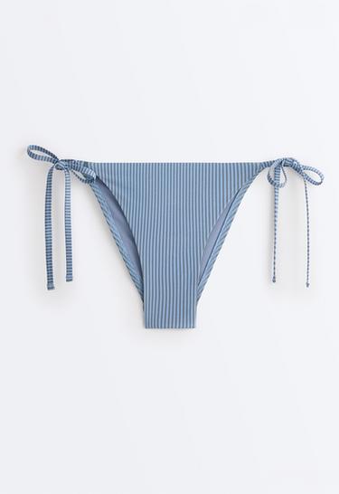 Medium-coverage stripe bikini briefs with ties — SKY BLUE 7