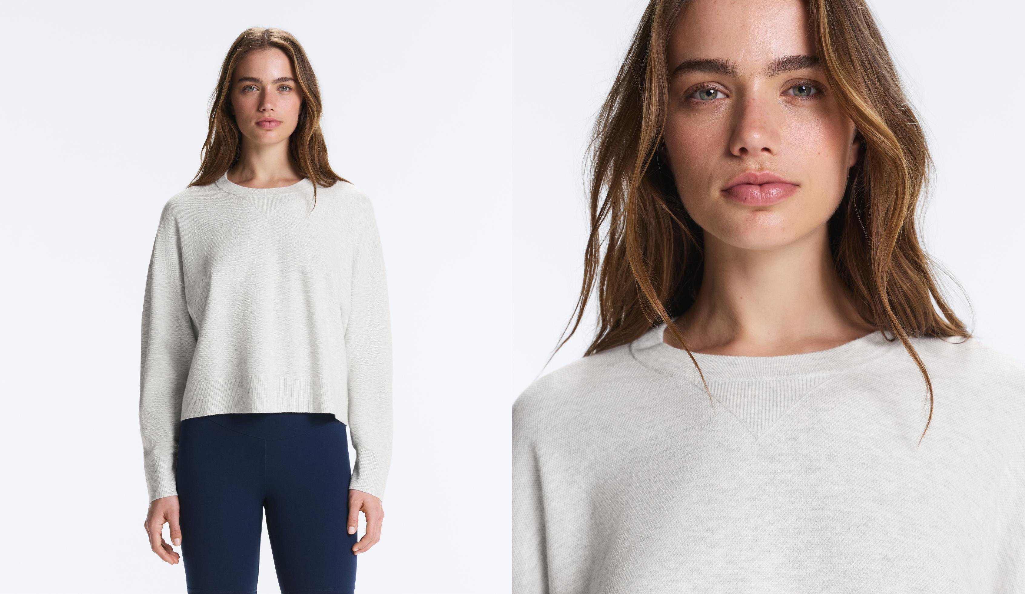 Knit crewneck jumper — PALE GREY MELANGE