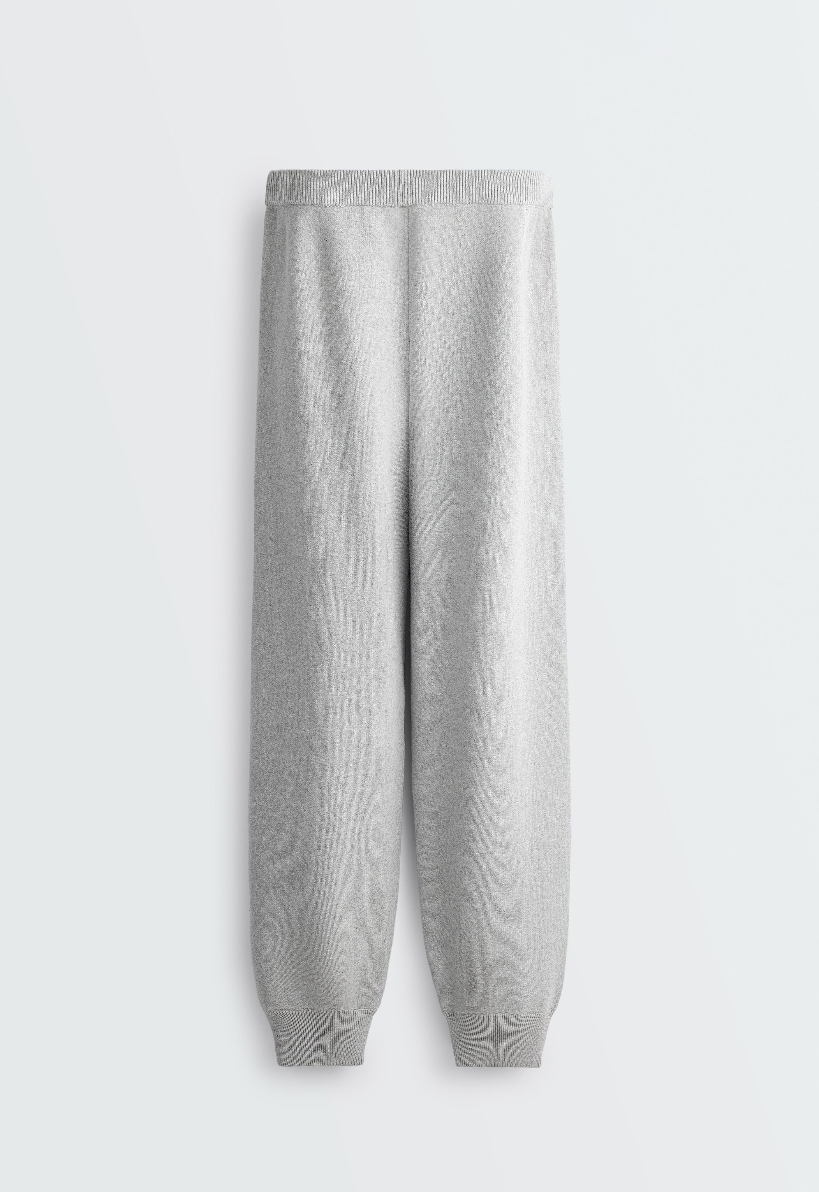 Cotton-blend knit joggers — PALE GREY