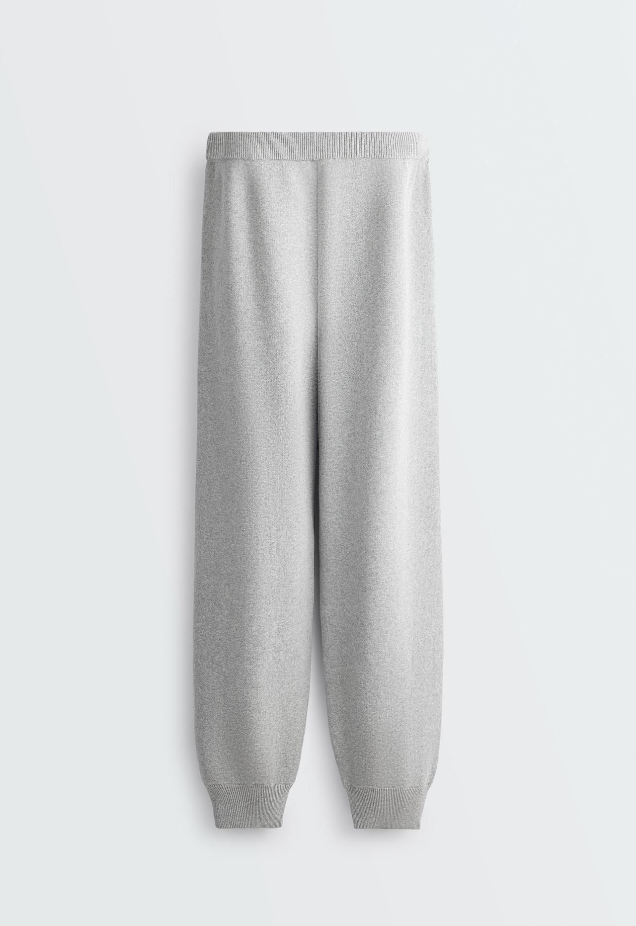 Cotton-blend knit joggers — PALE GREY