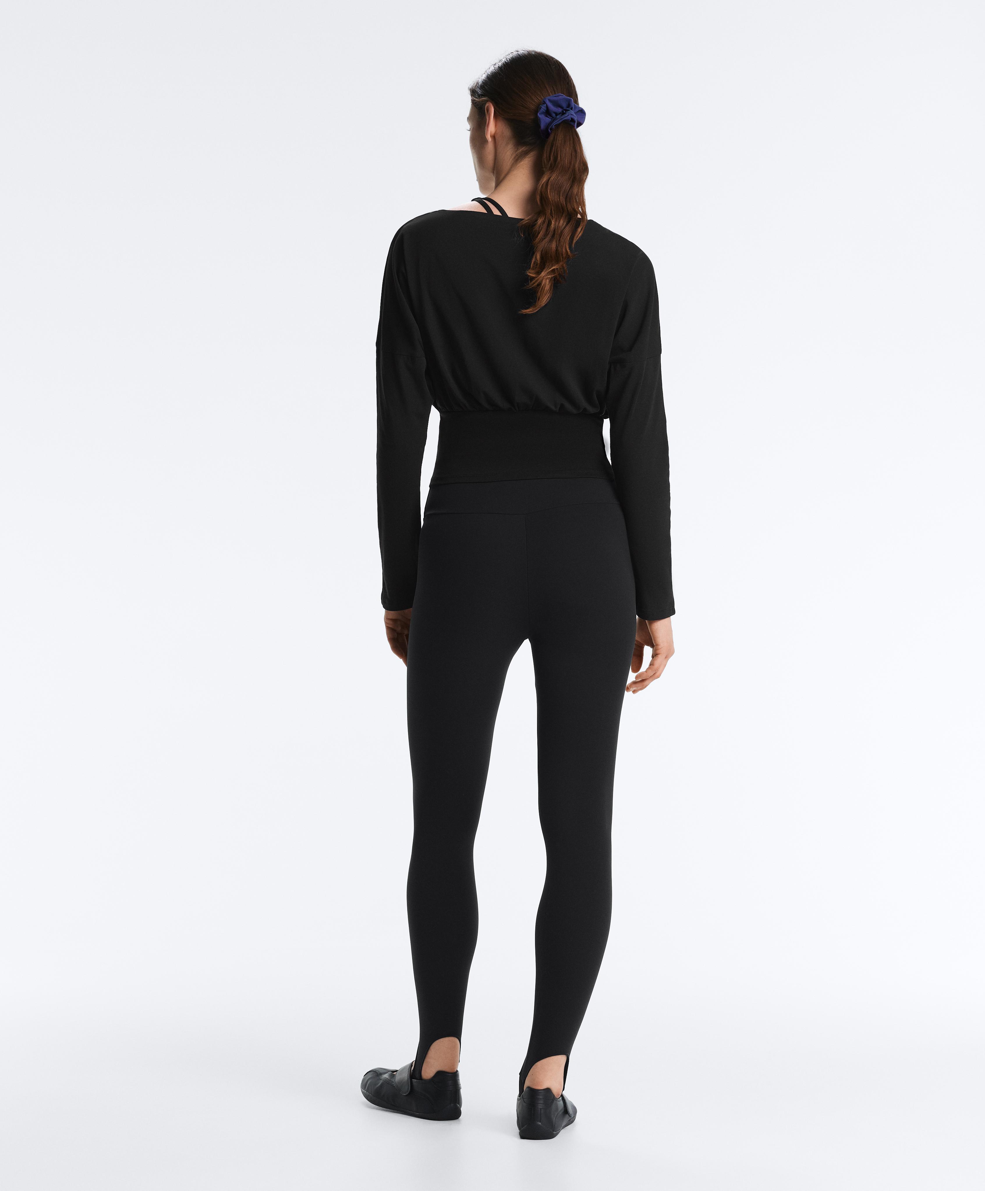 Fitted waist cotton blend T-shirt — BLACK