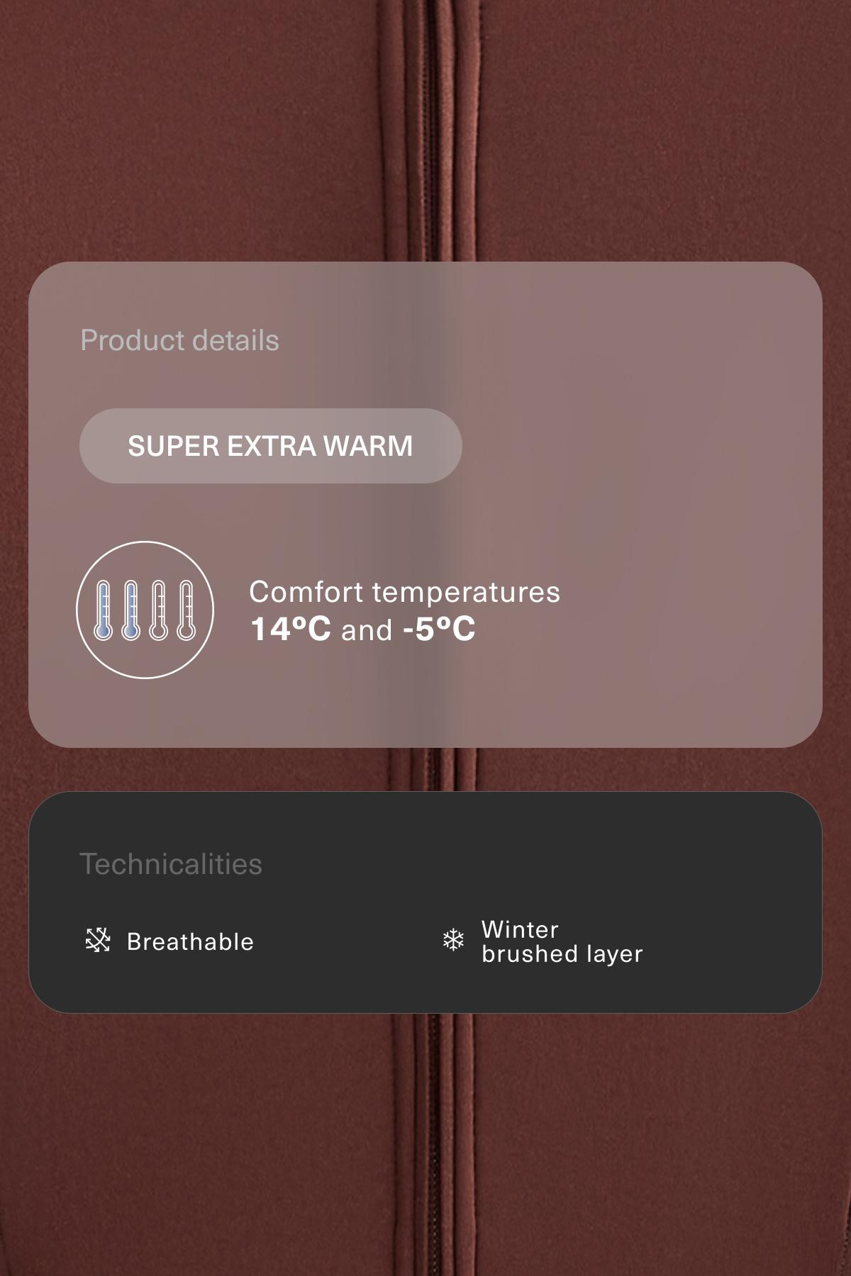 Long super extra warm technical jacket — BURGUNDY