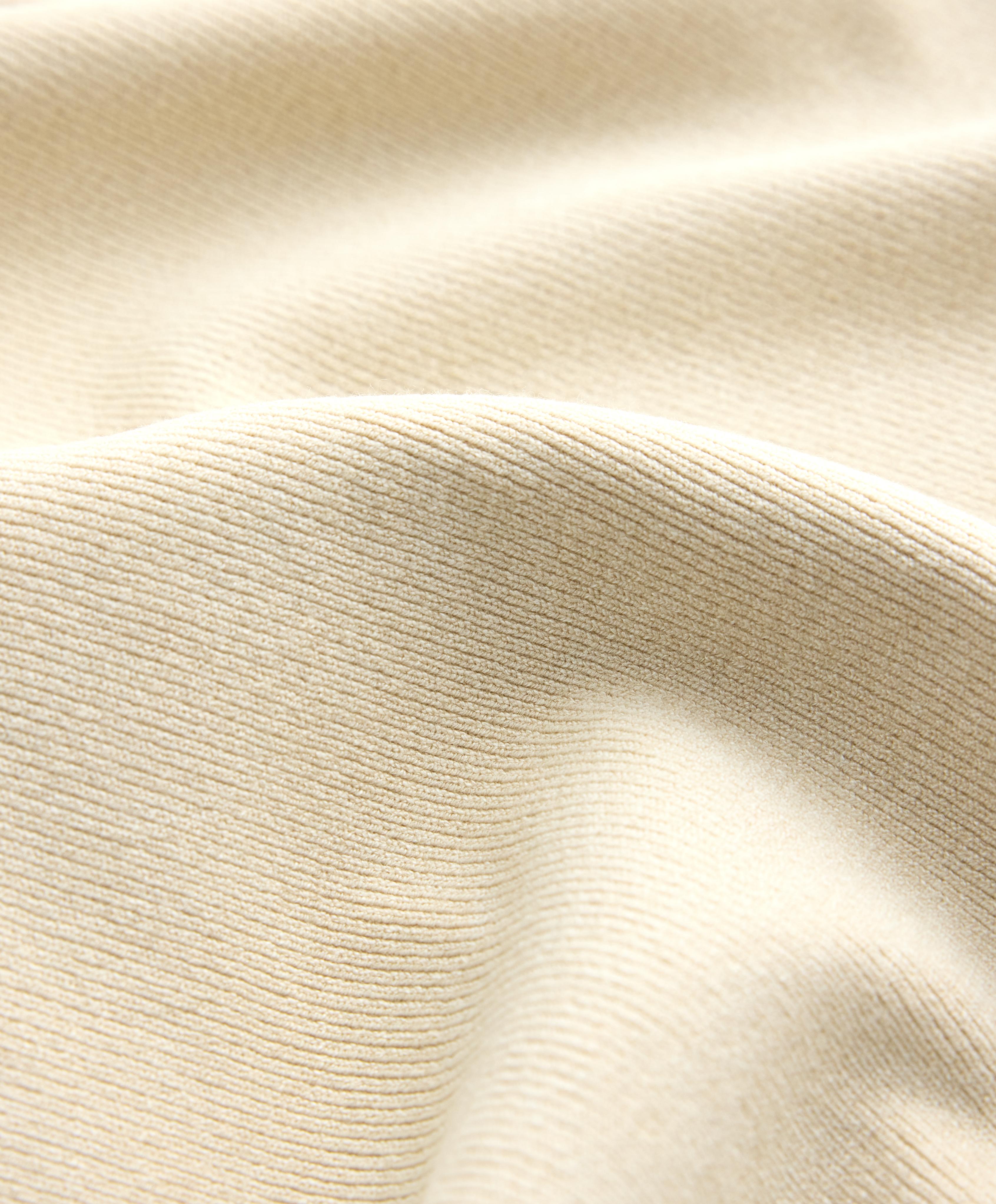 Long knit hooded jacket — BEIGE