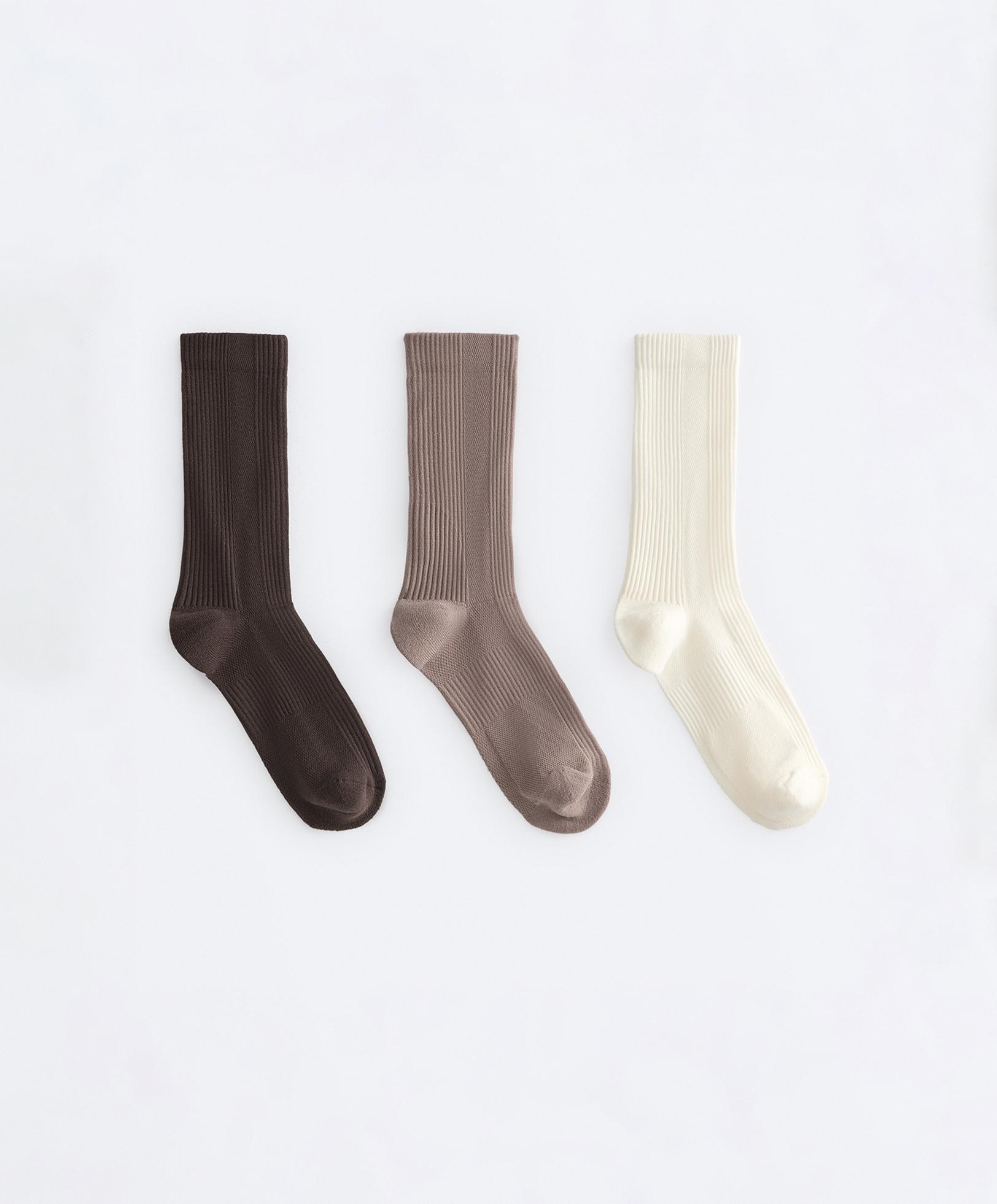 3 pairs of classic polyamide blend sports socks — BROWN