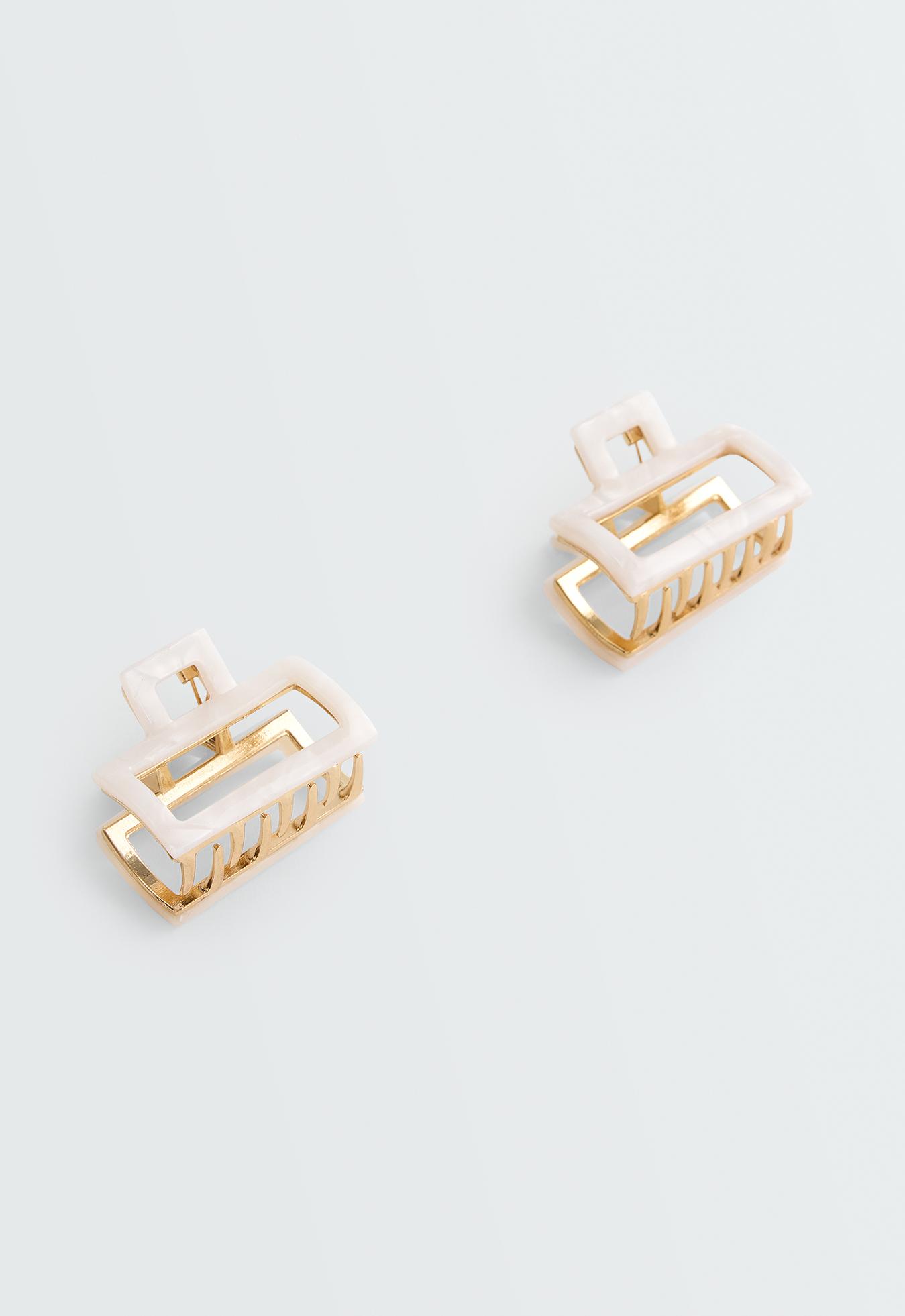 2 square metallic hair clips — QUARTZ