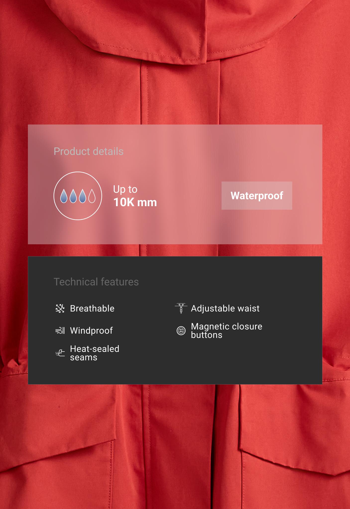 Veste imperméable 10 k en coton évasée Veste imperméable 10 k en coton évasée