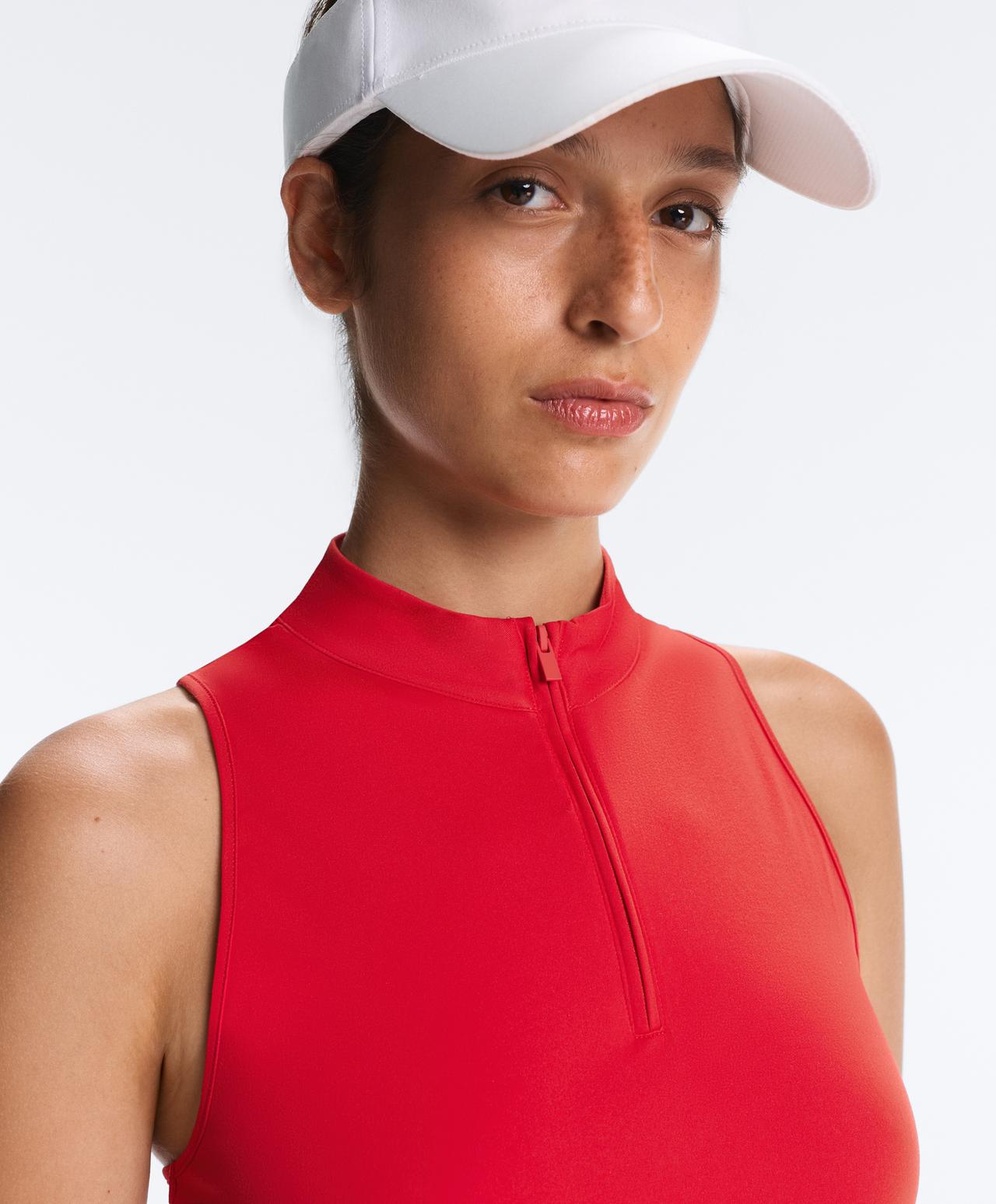Half-zip sleeveless top — STRONG RED
