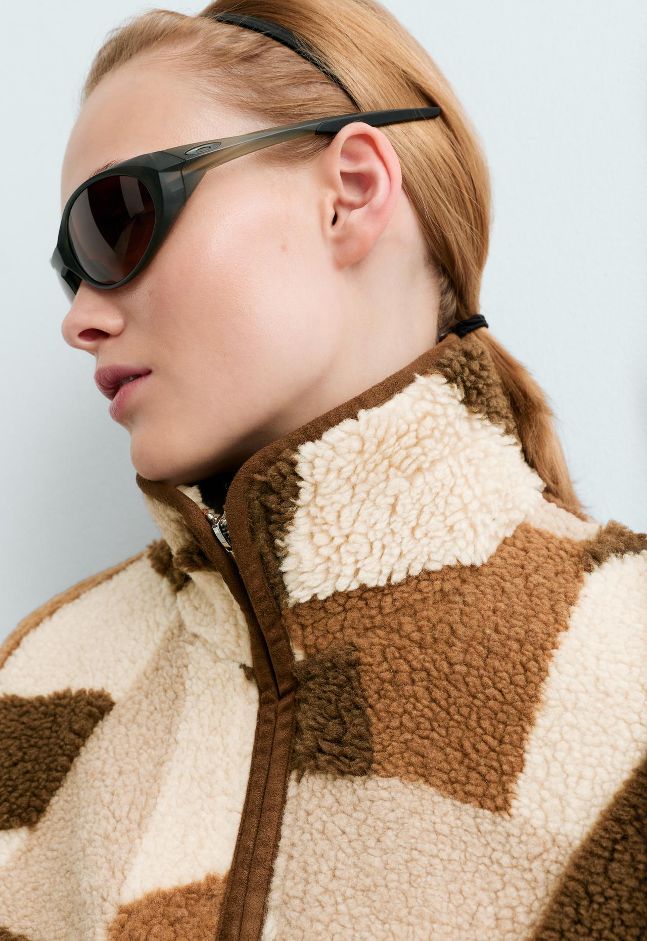 Faux-shearling print jacket — TAN MELANGE