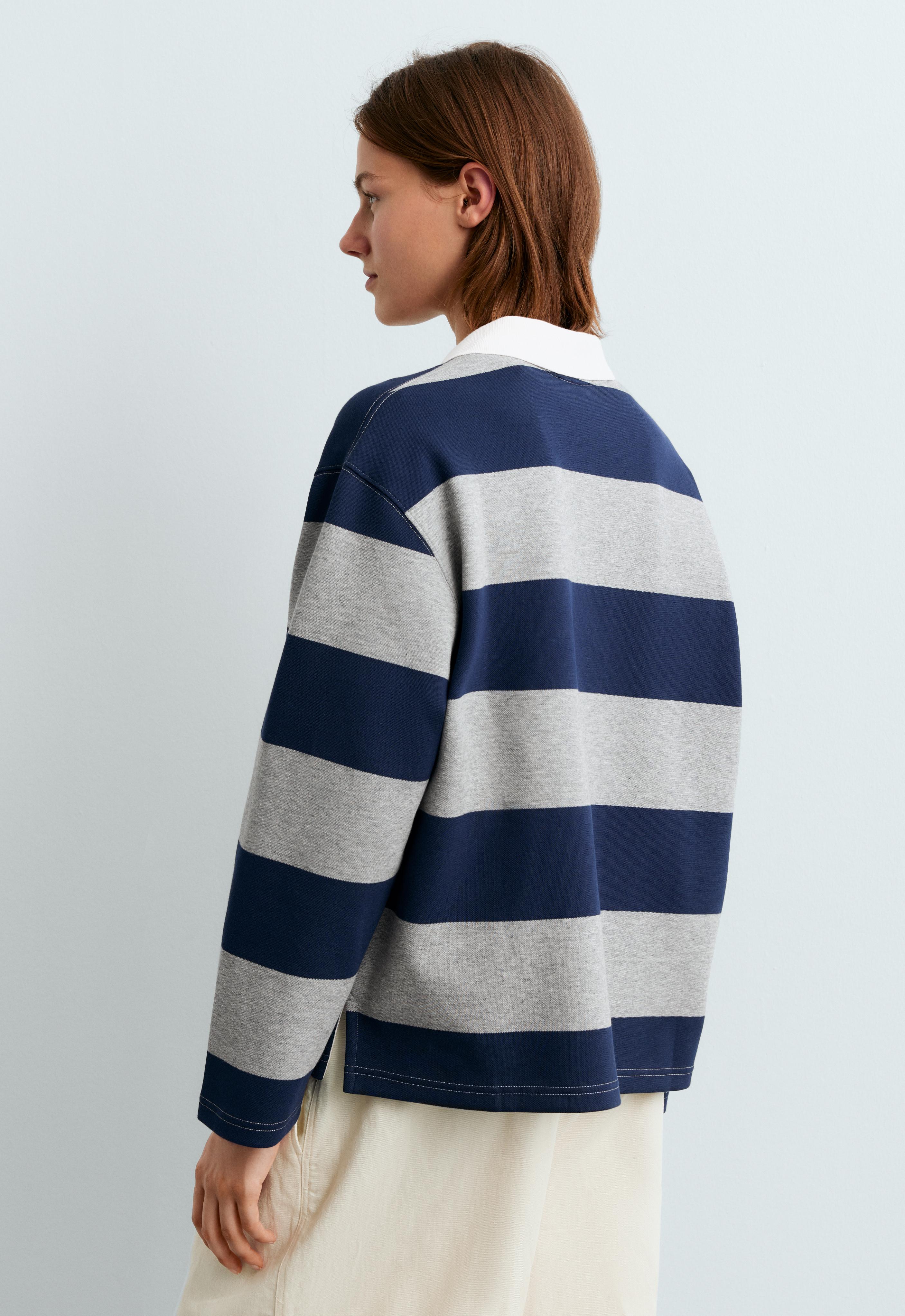Striped jacquard cotton piqué polo shirt — DARK GREY