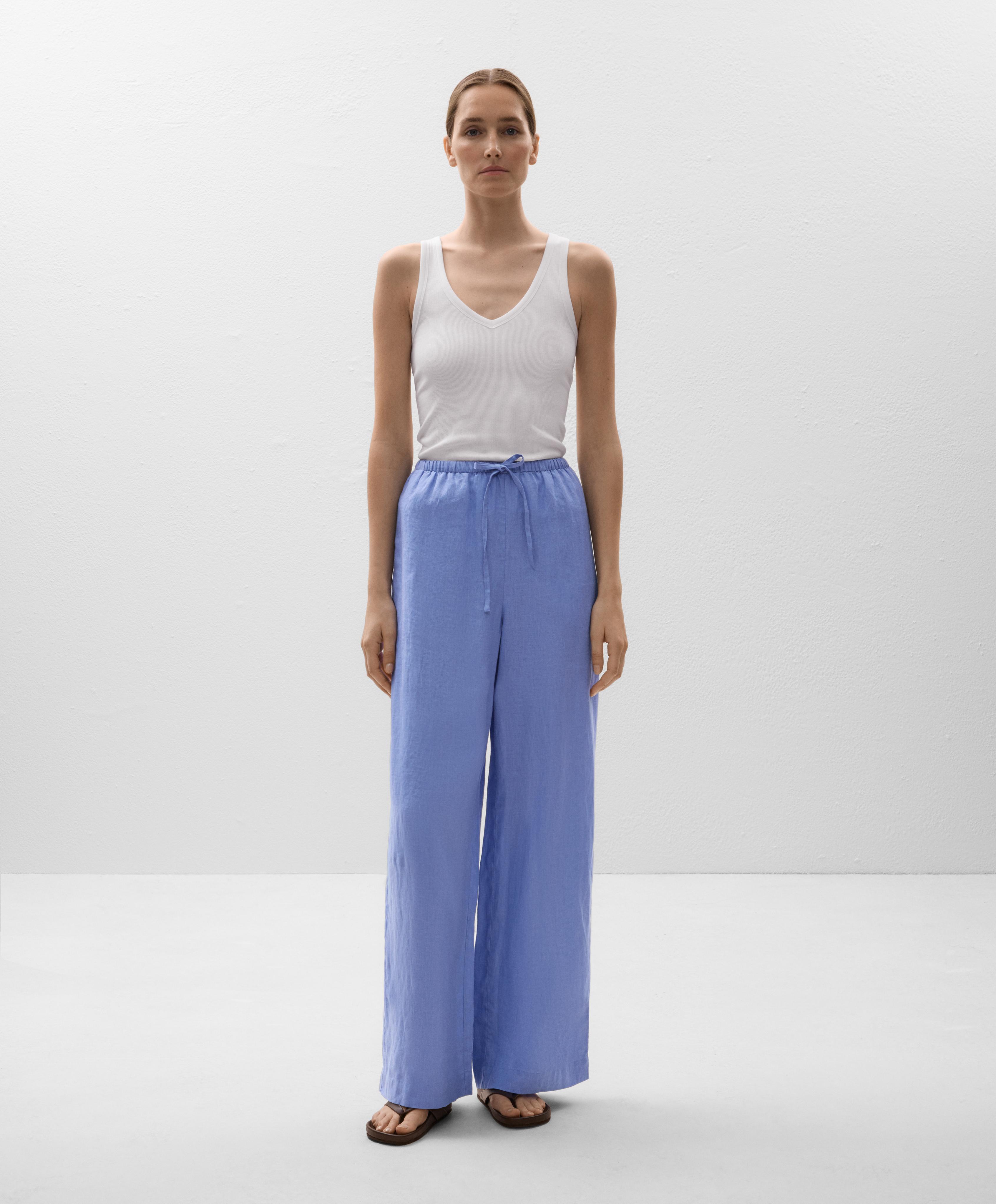 กางเกงขายาวทรงตรงผ้าลินิน 100% - ลดราคา กางเกงขายาวทรงตรงผ้าลินิน 100% - ลดราคา