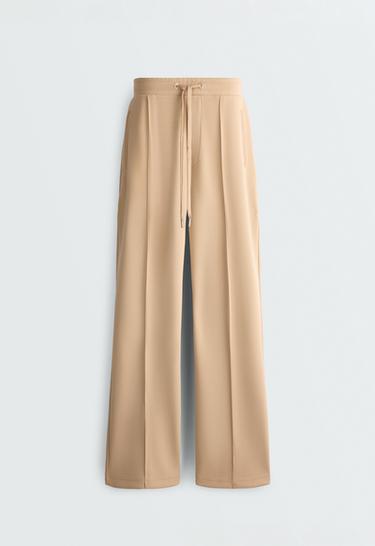 Cotton piqué straight-leg trousers — BEIGE 6