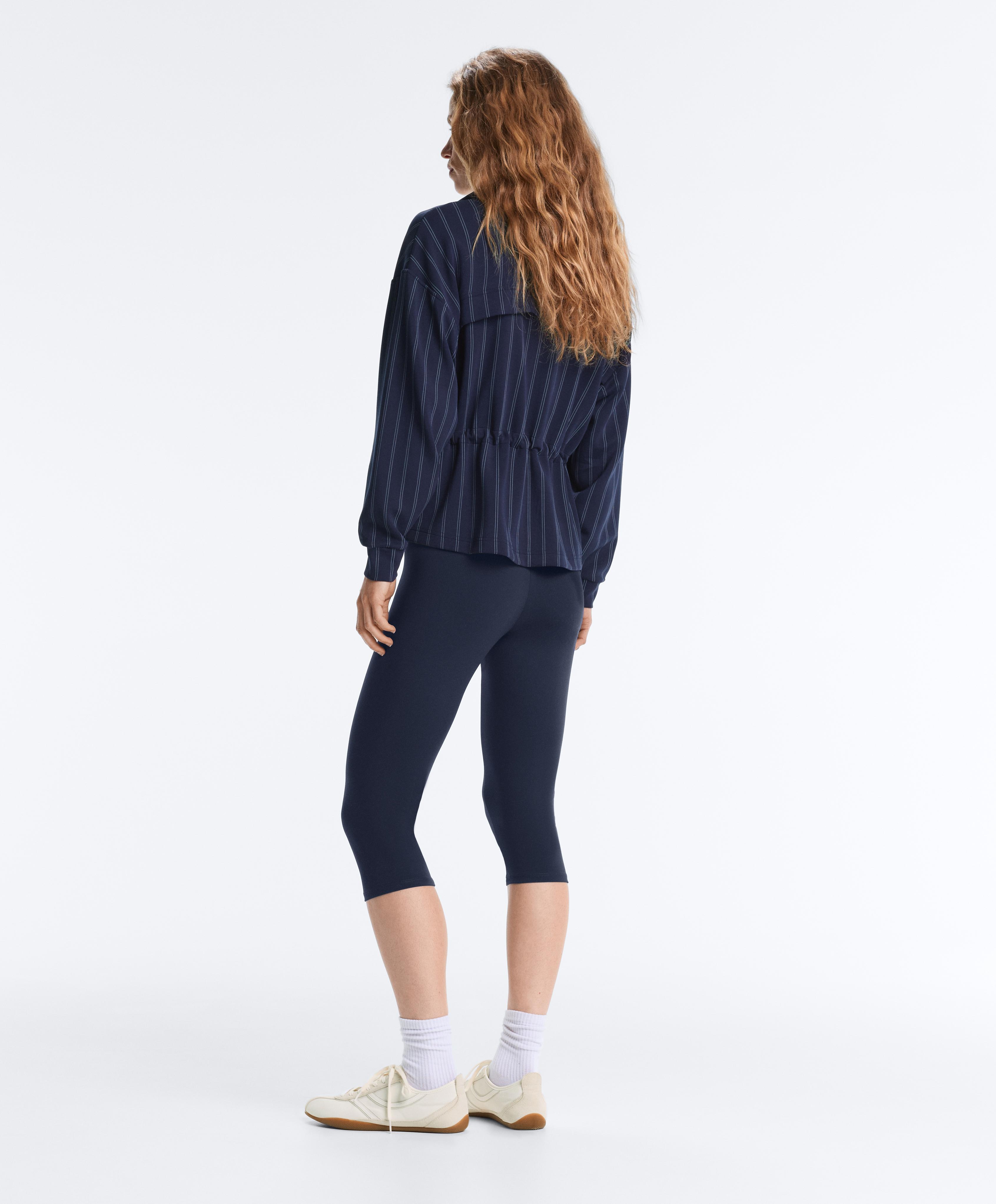 Soft-touch modal jacket with adjustable waist and high collar — NAVY BLUE