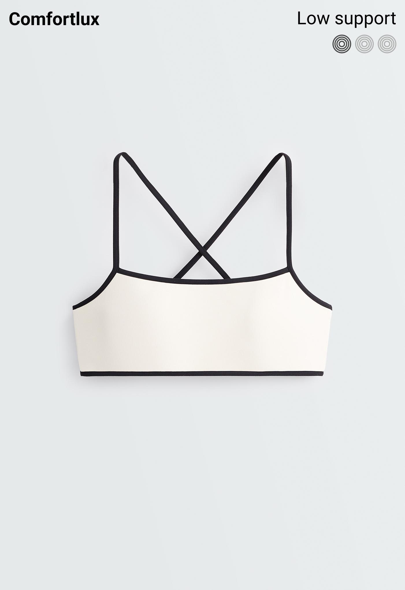 Low-support Comfortlux contrast sports bra — PALE ECRU
