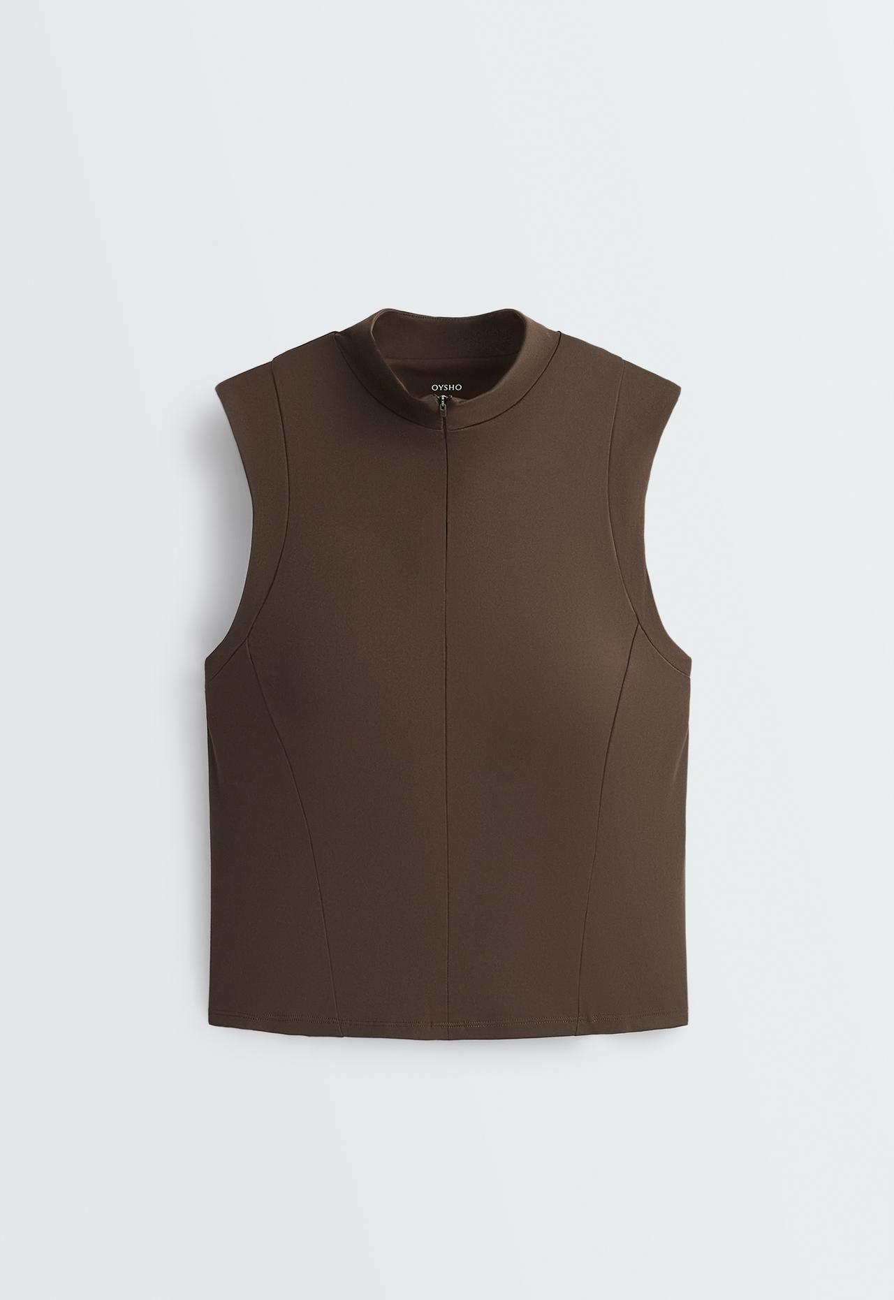 Comfortlux zip tank top — BROWN
