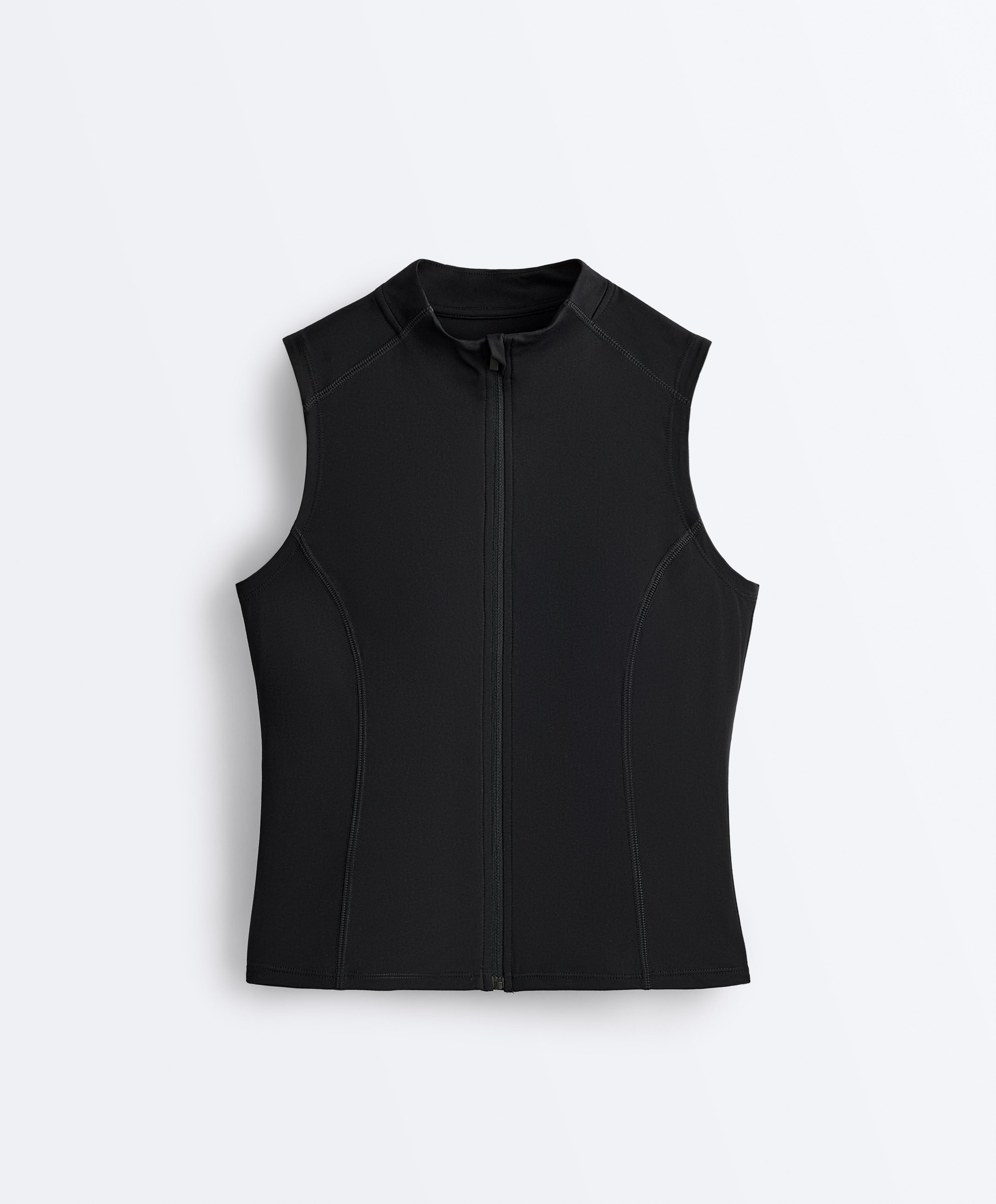 Sleeveless zip T-shirt | OYSHO Netherlands