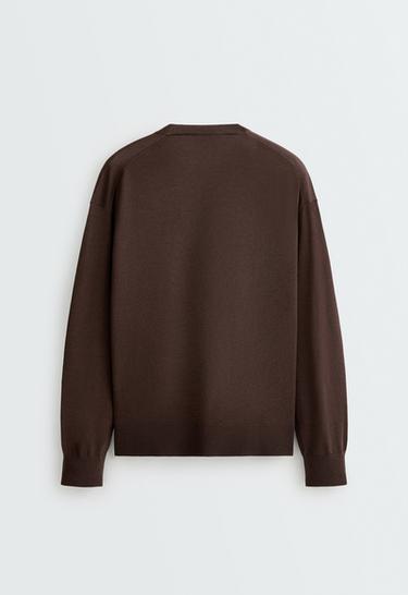 100% Merino wool knit jumper — DARK REDDISH‑BROWN 6