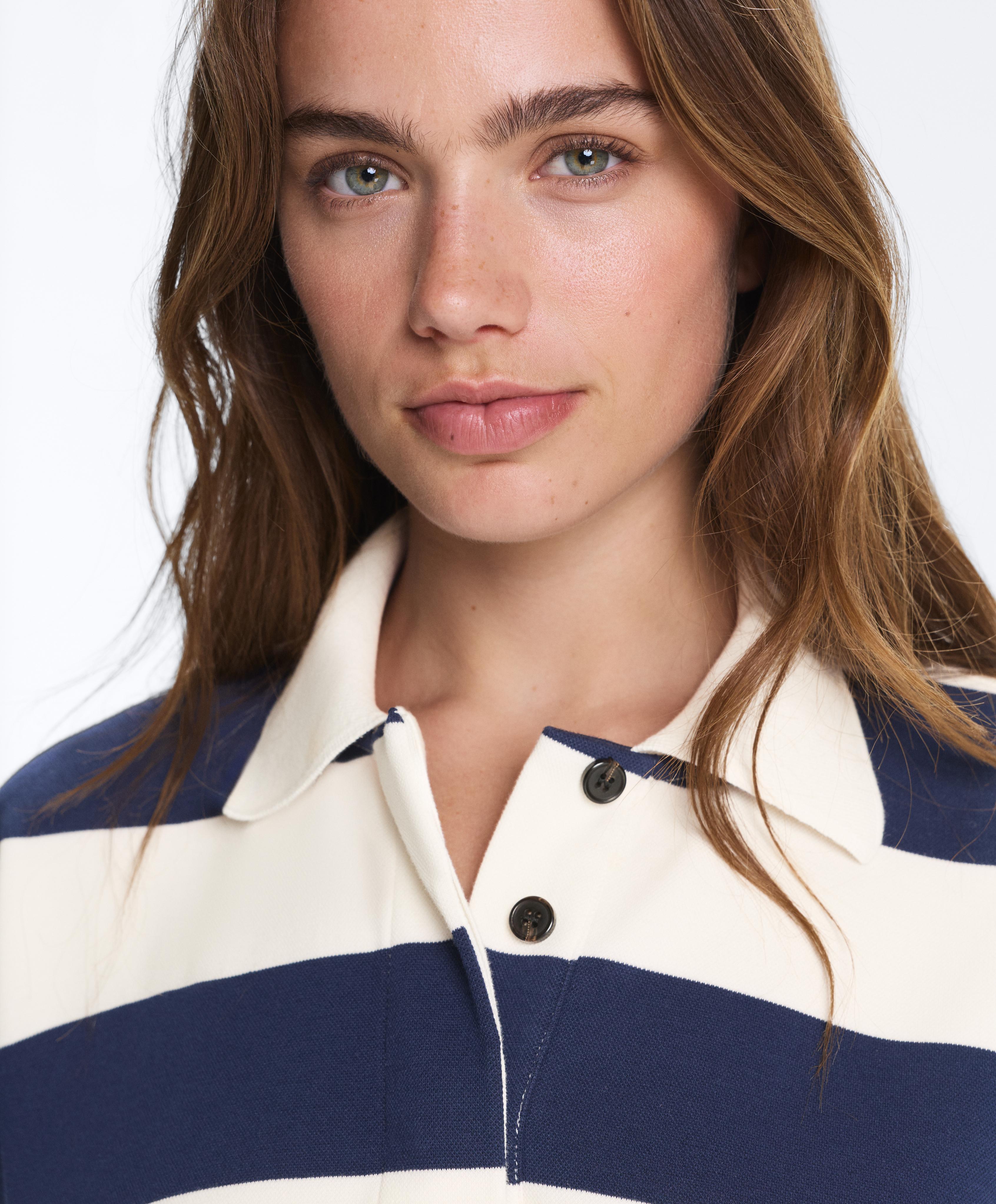 Jacquard cotton piqué polo shirt — NAVY BLUE