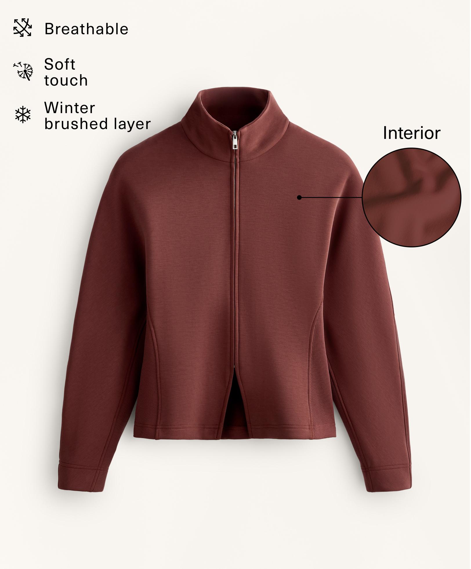 Fitted waist jacket with brushed modal