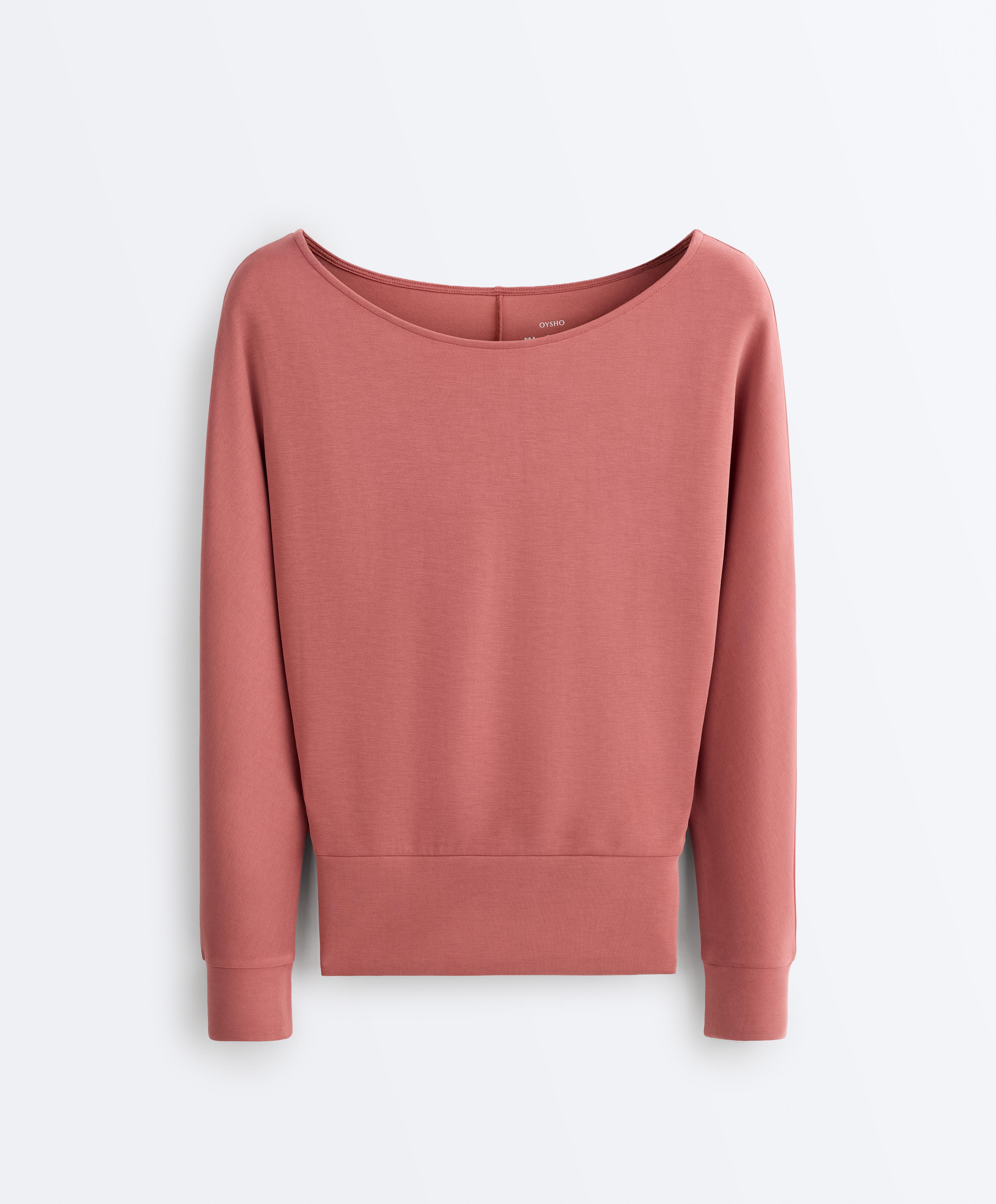 Soft-touch modal boat neck sweatshirt — ROSETTE BLUSH