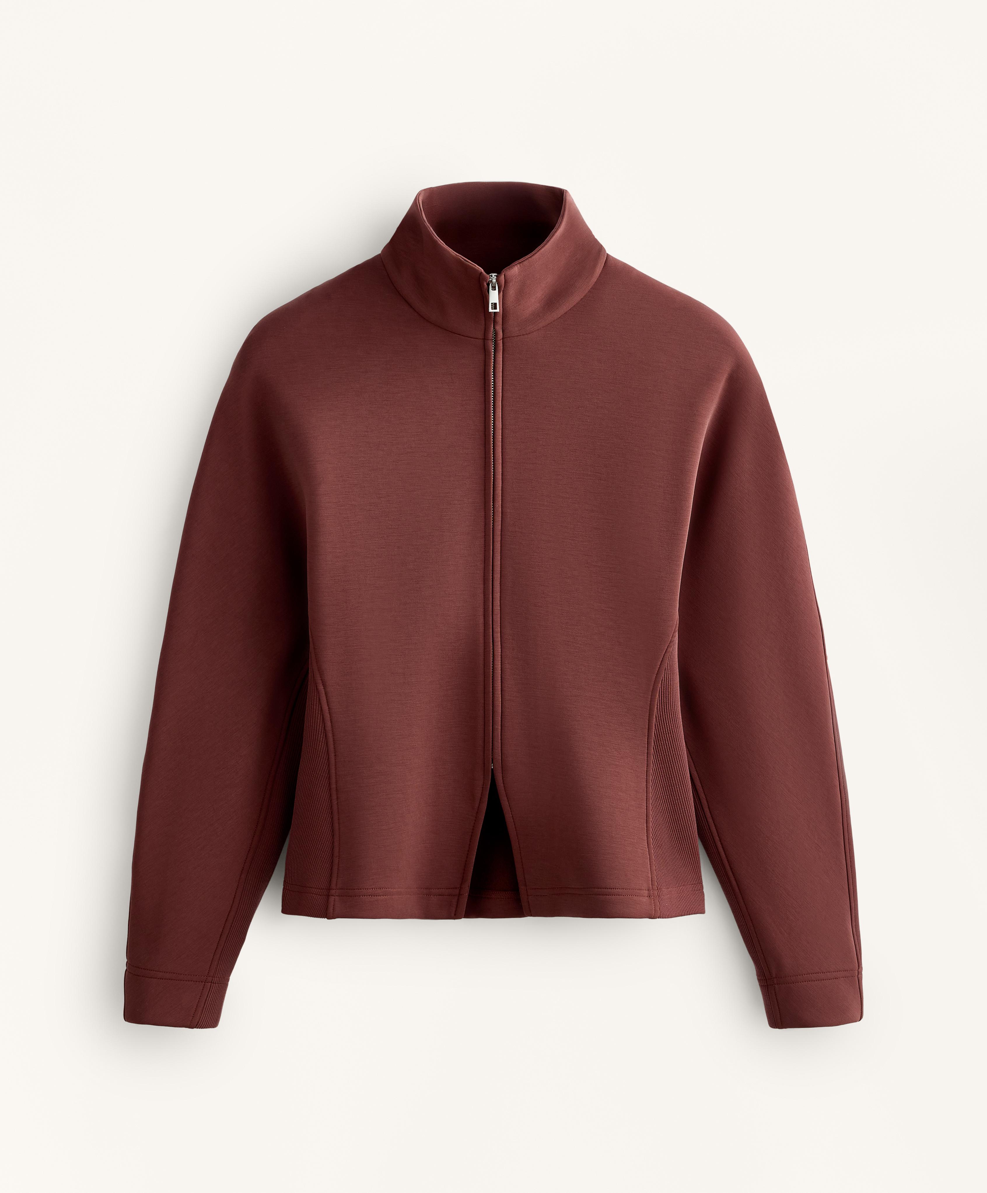 Fitted waist jacket with brushed modal — MAHOGANY