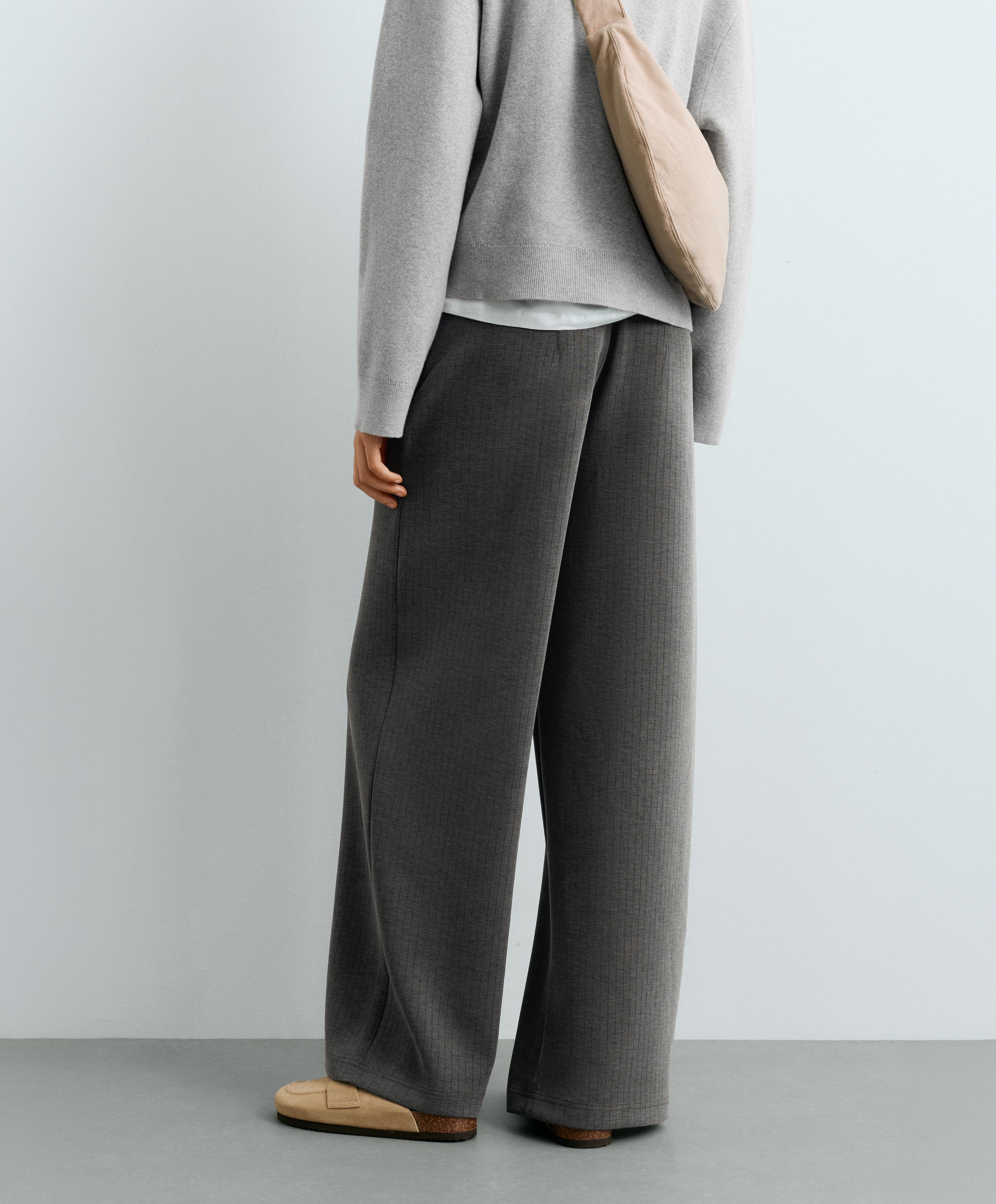 Super high-rise striped modal trousers — ASPHALT GREY