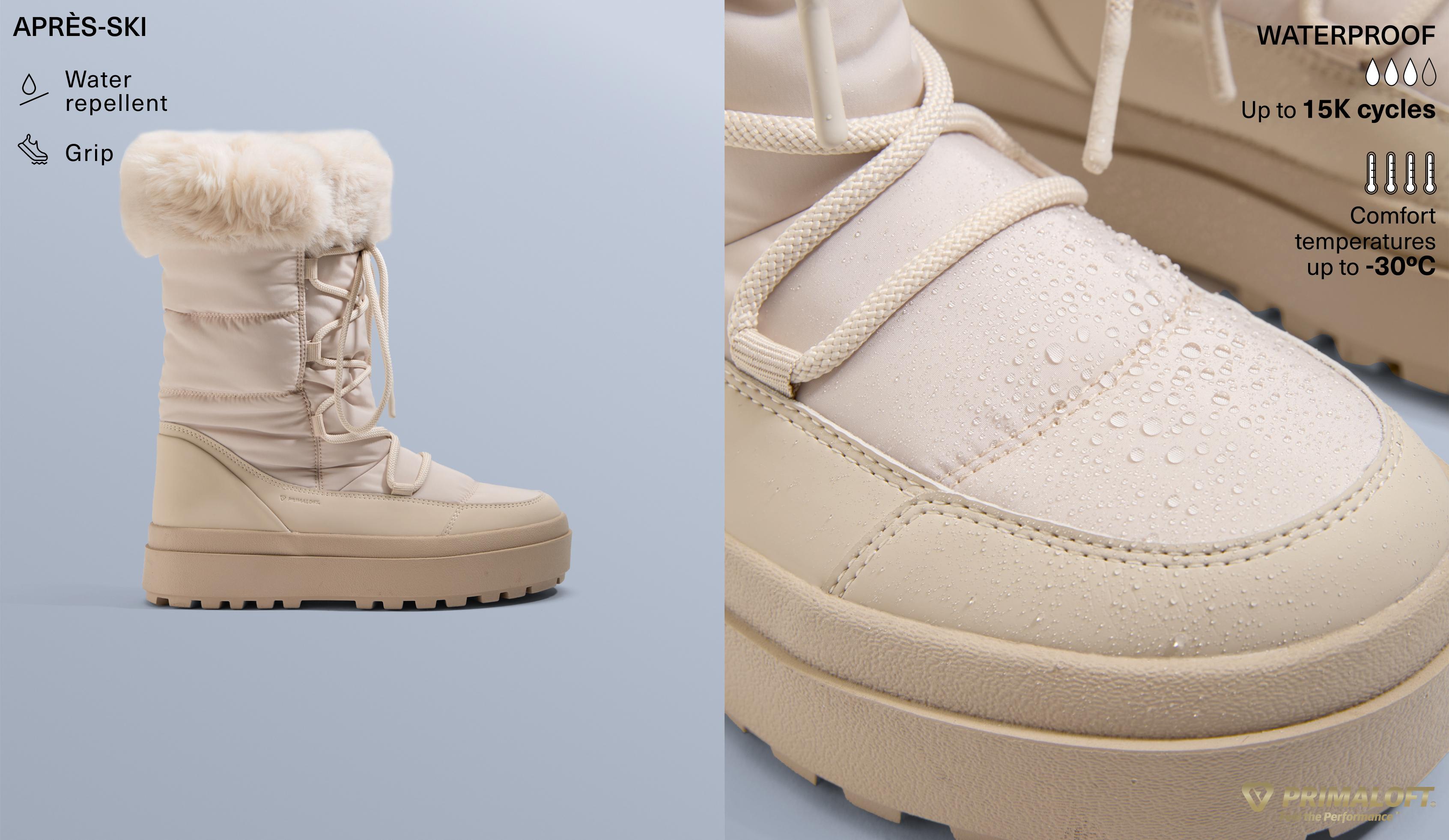 Lace-up après-ski boot with fur collar — MINK