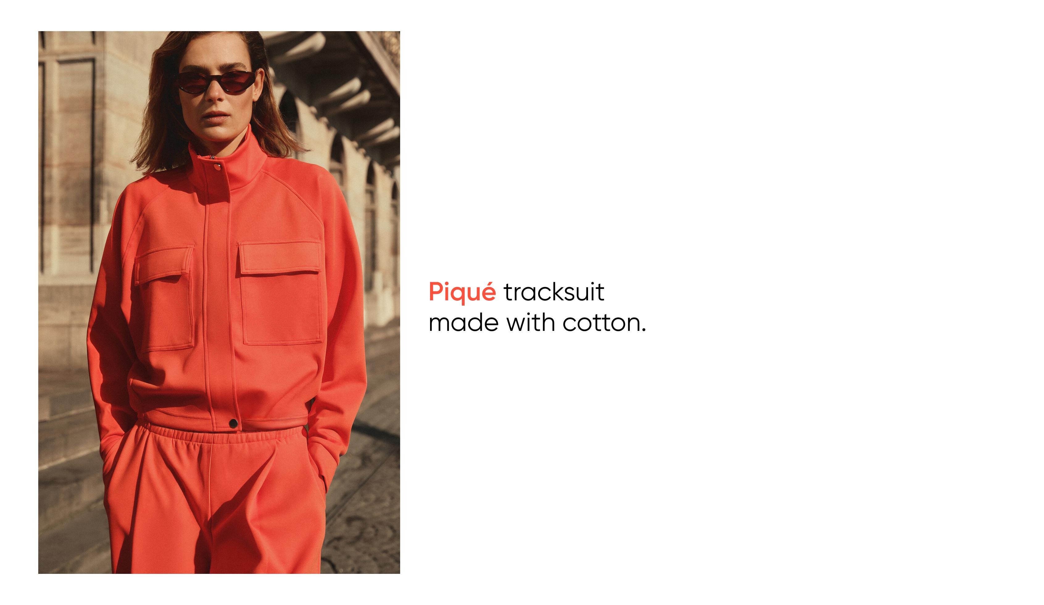 Cotton piqué pocket jacket — BRIGHT ORANGE