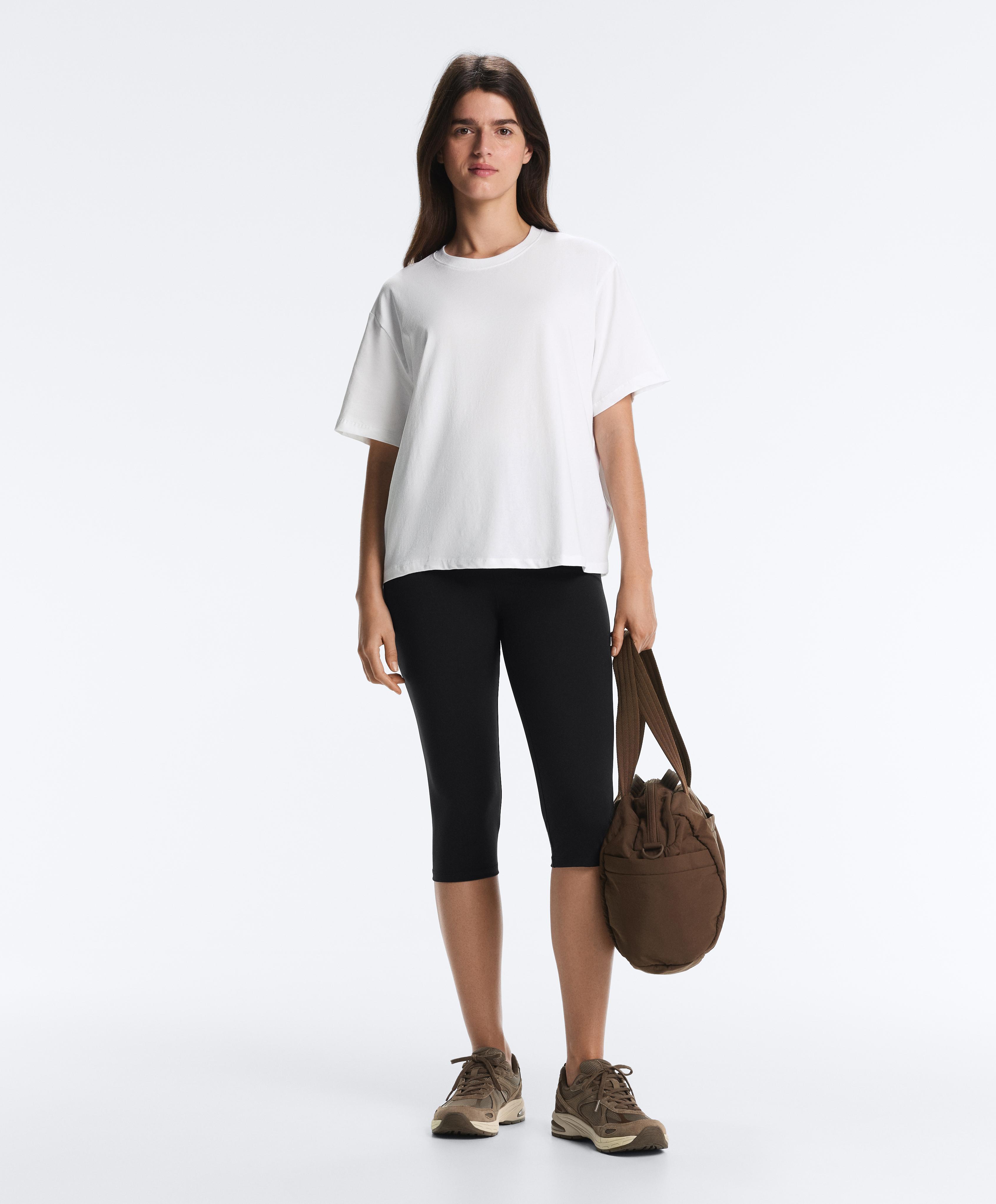 Tricou boxy din amestec de bumbac cu mânecă scurtă