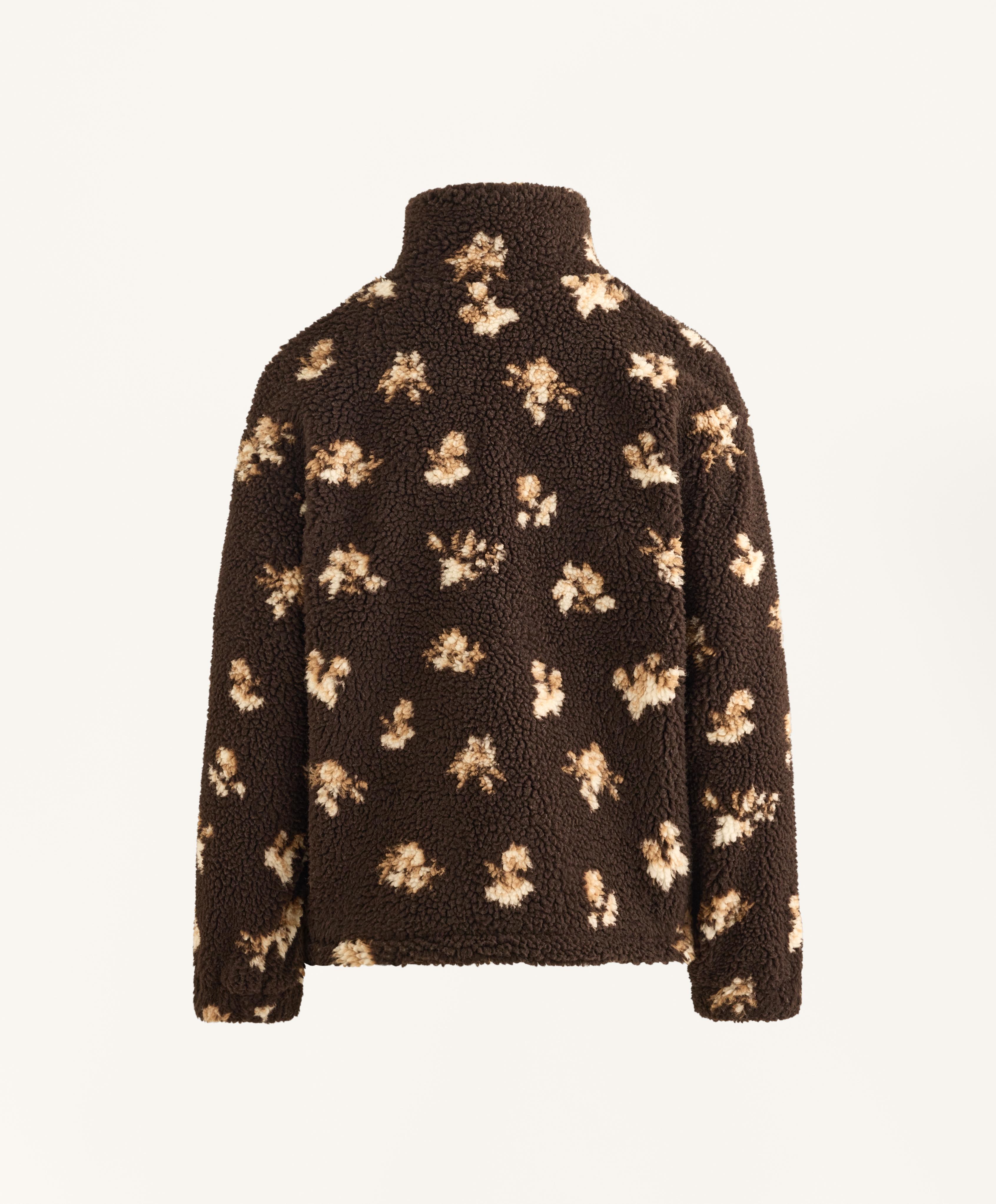 Faux-shearling floral print jacket — CLAY