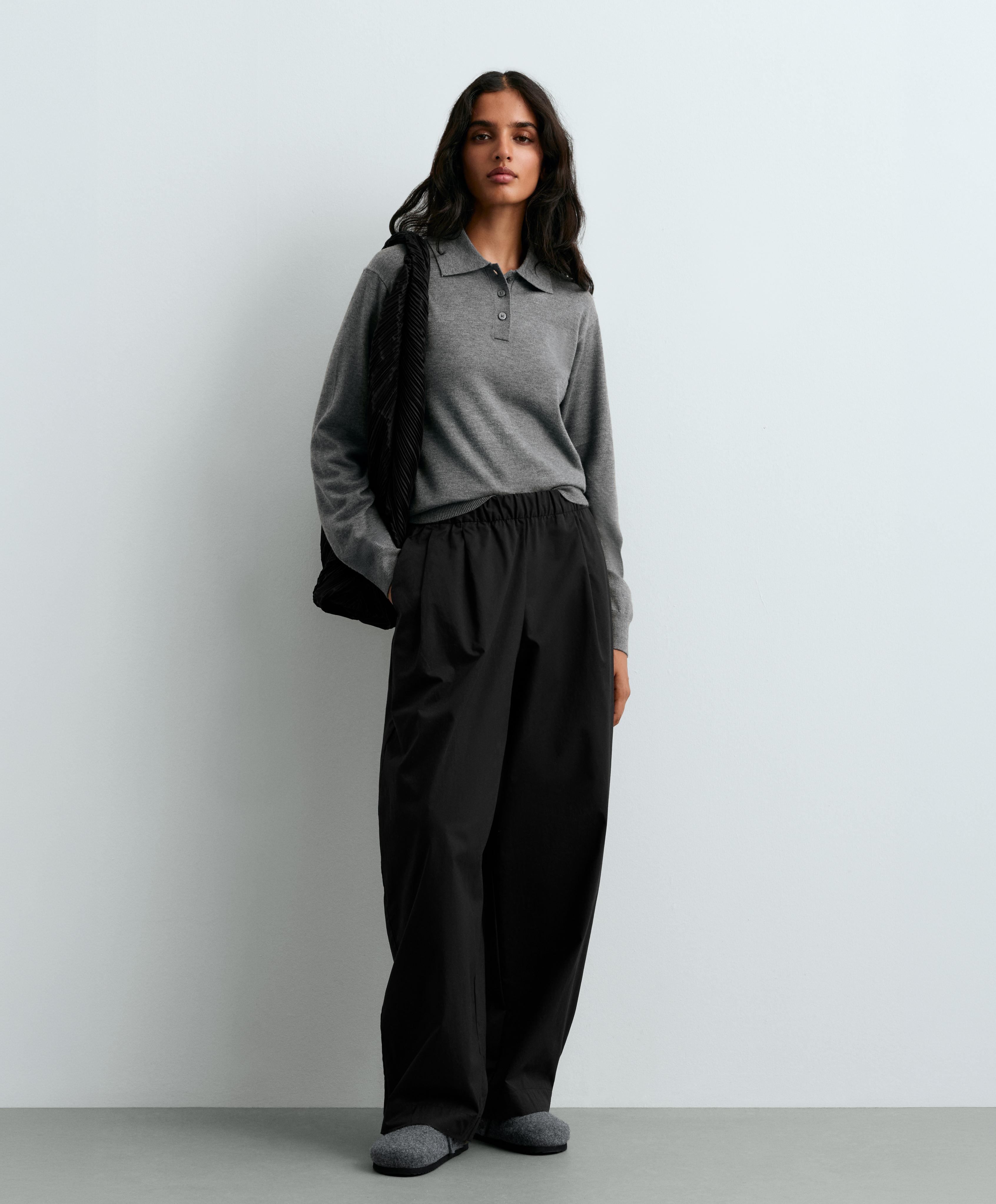 100% cotton tapered trousers — BLACK