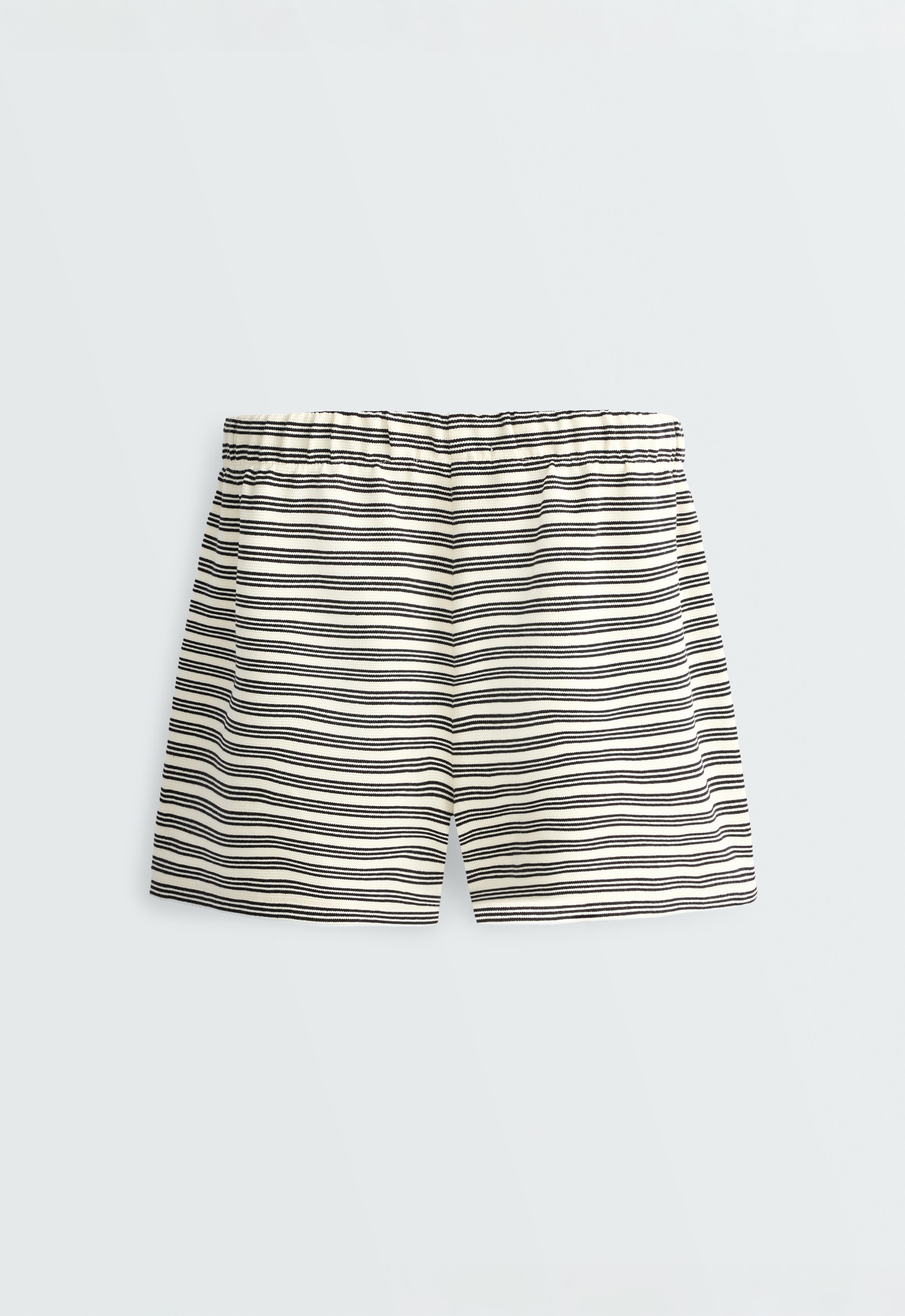 Cotton stripe shorts — PALE ECRU
