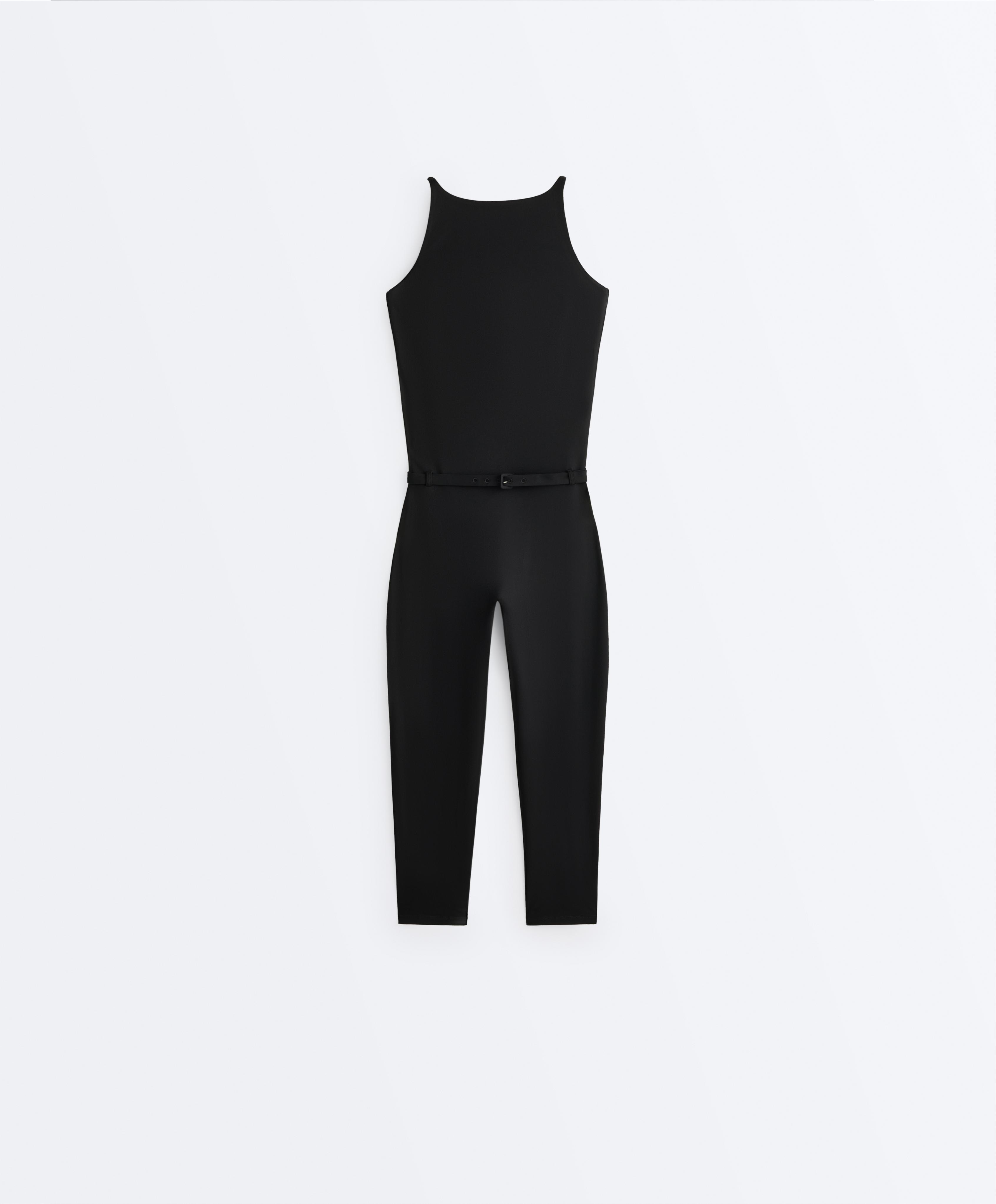 Comfortlux capri jumpsuit with belt — BLACK