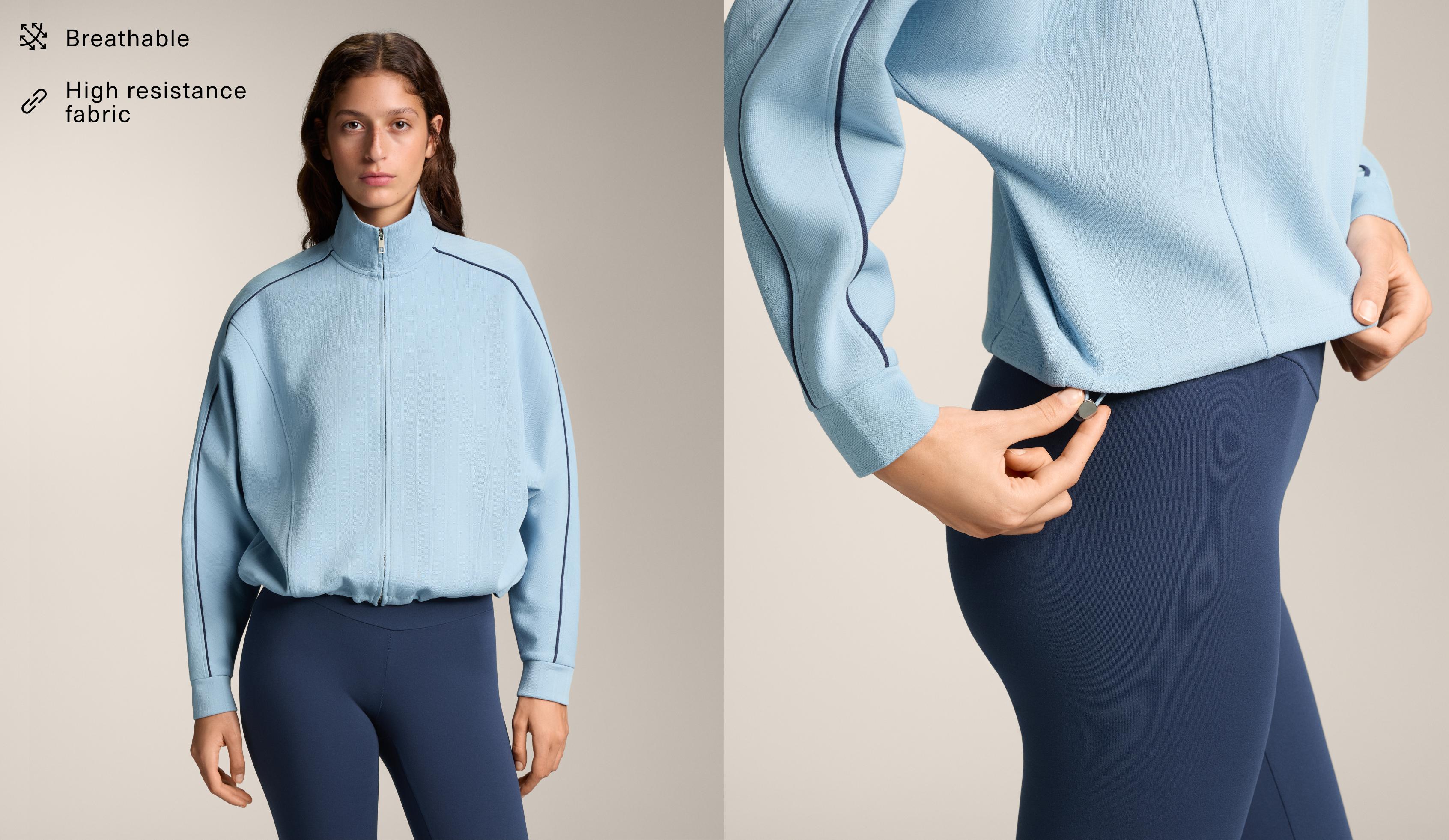 Piqué jacket with side piping and cotton — SKY BLUE