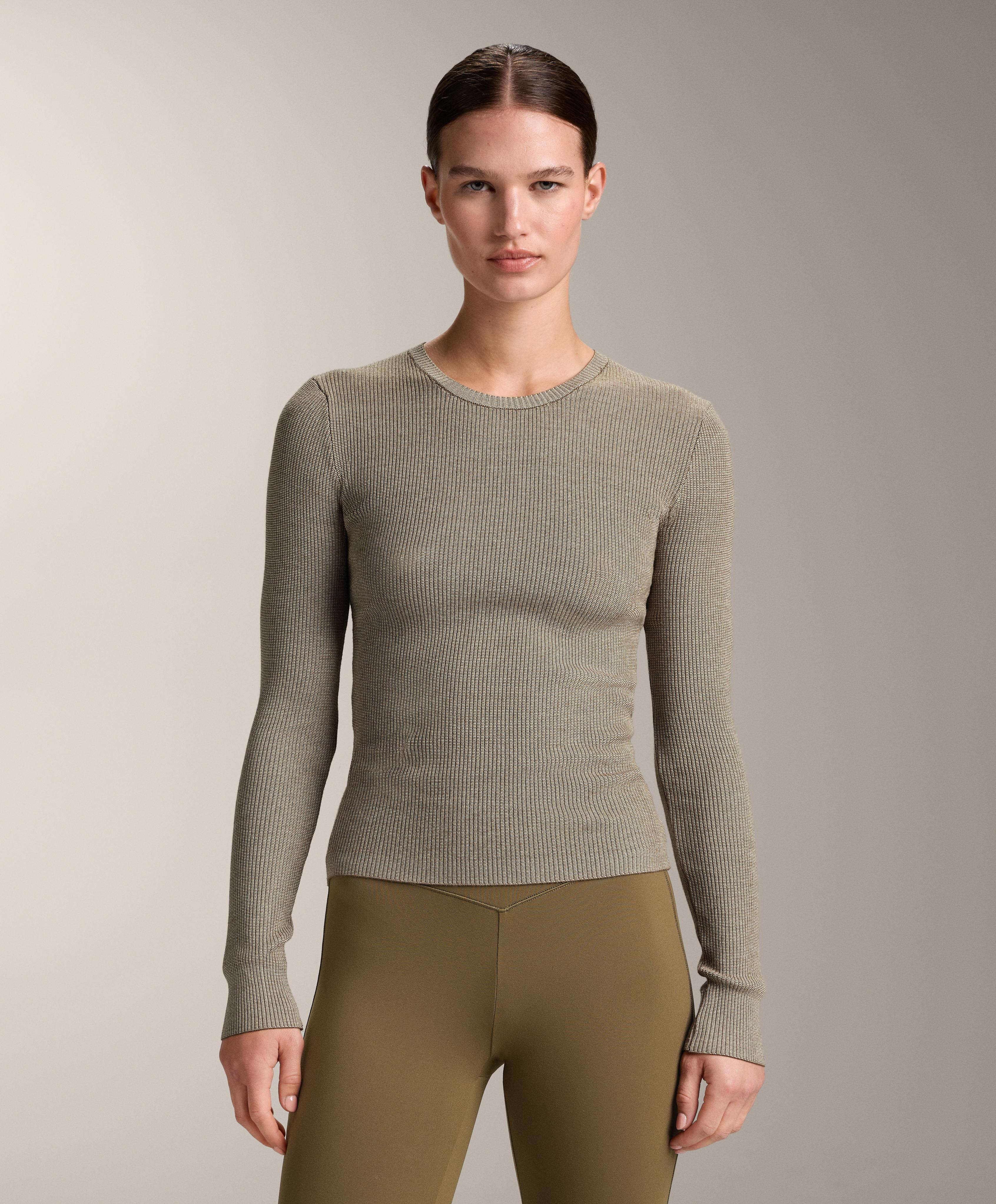Textured knit base layer T-shirt — OLIVE GREEN