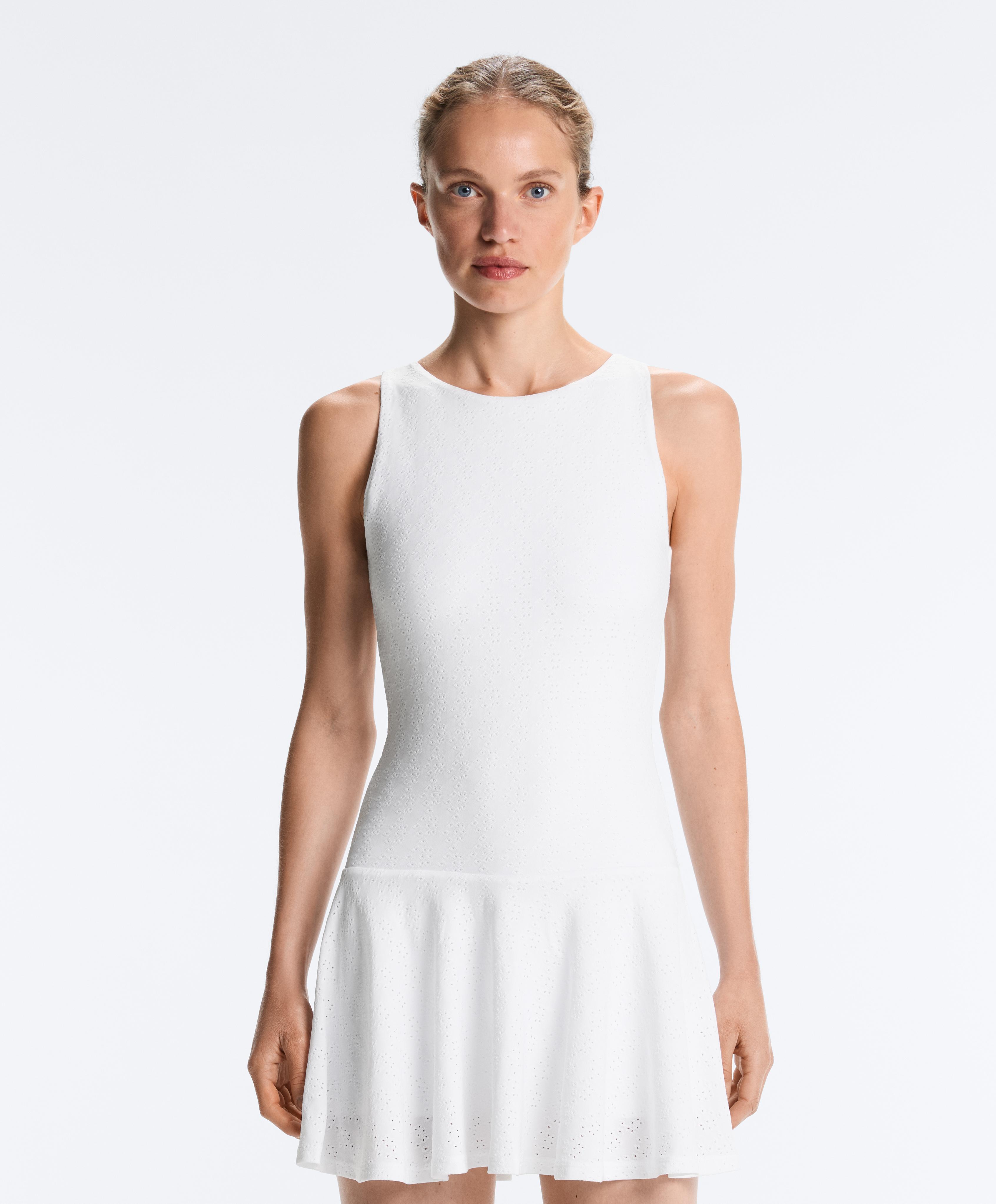 Embroidered Comfortlux short dress — WHITE