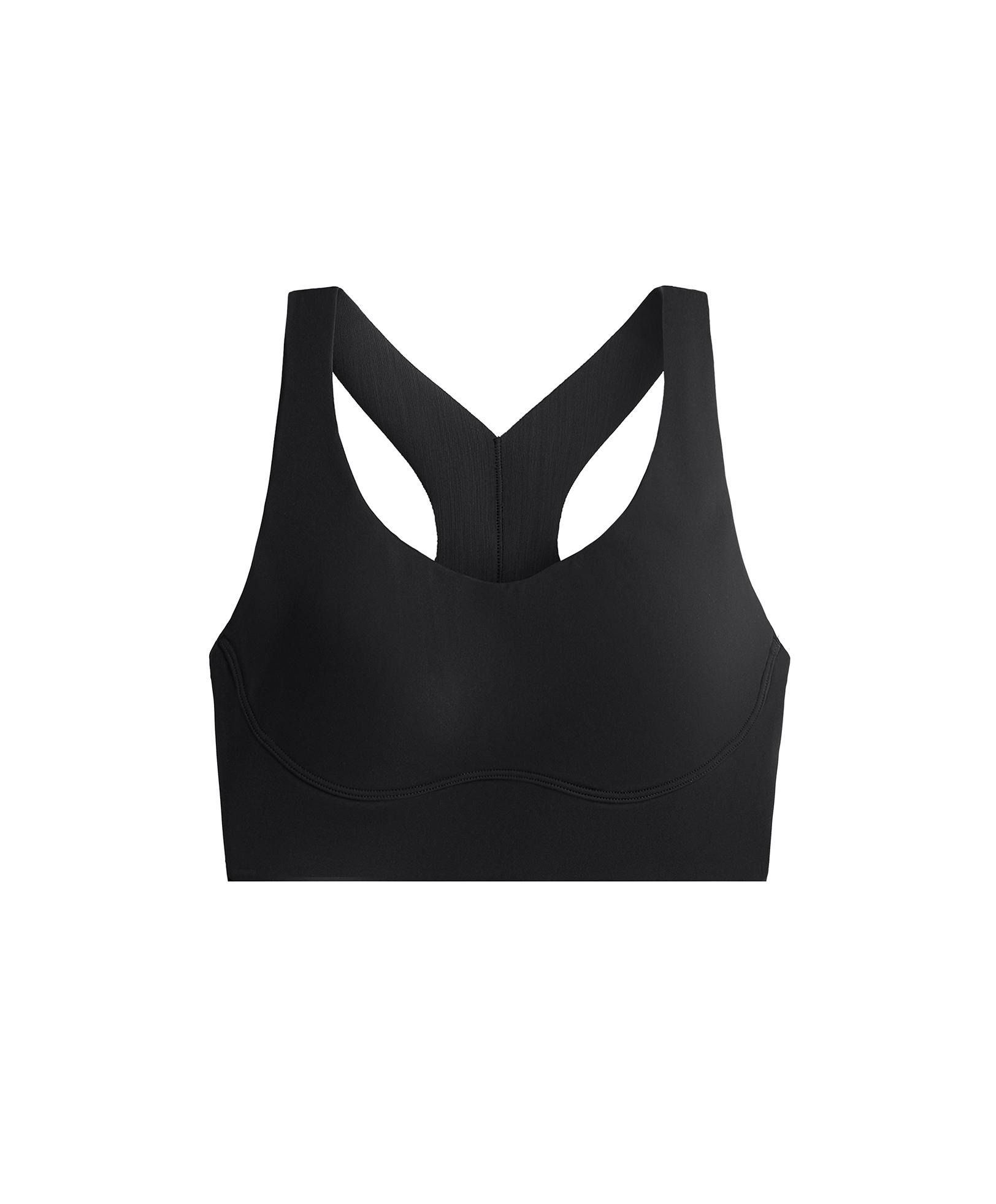 Medium-support compressive bra with cups — BLACK