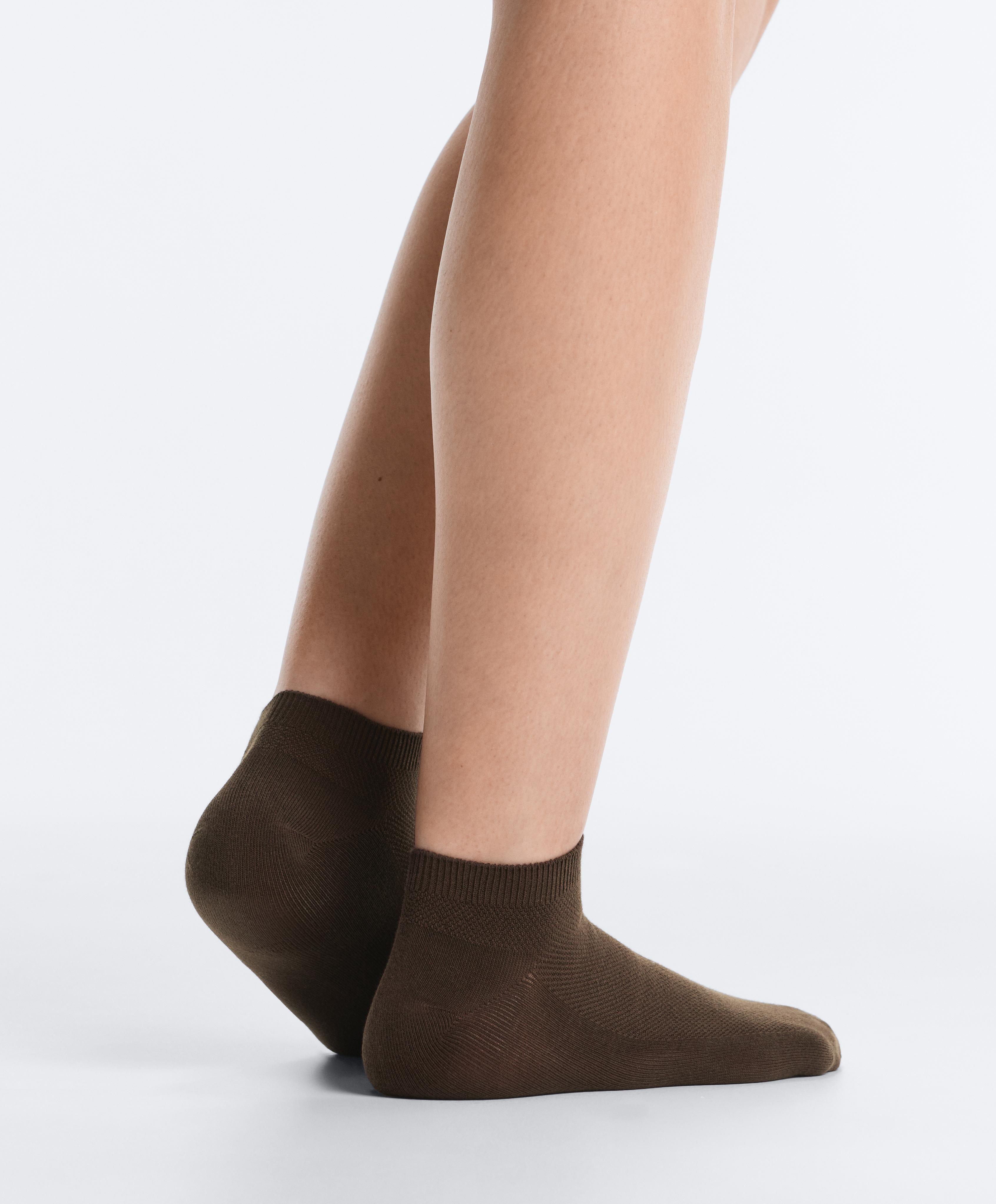 3 pairs of cotton blend piqué sneaker socks — WASHED TERRACOTTA