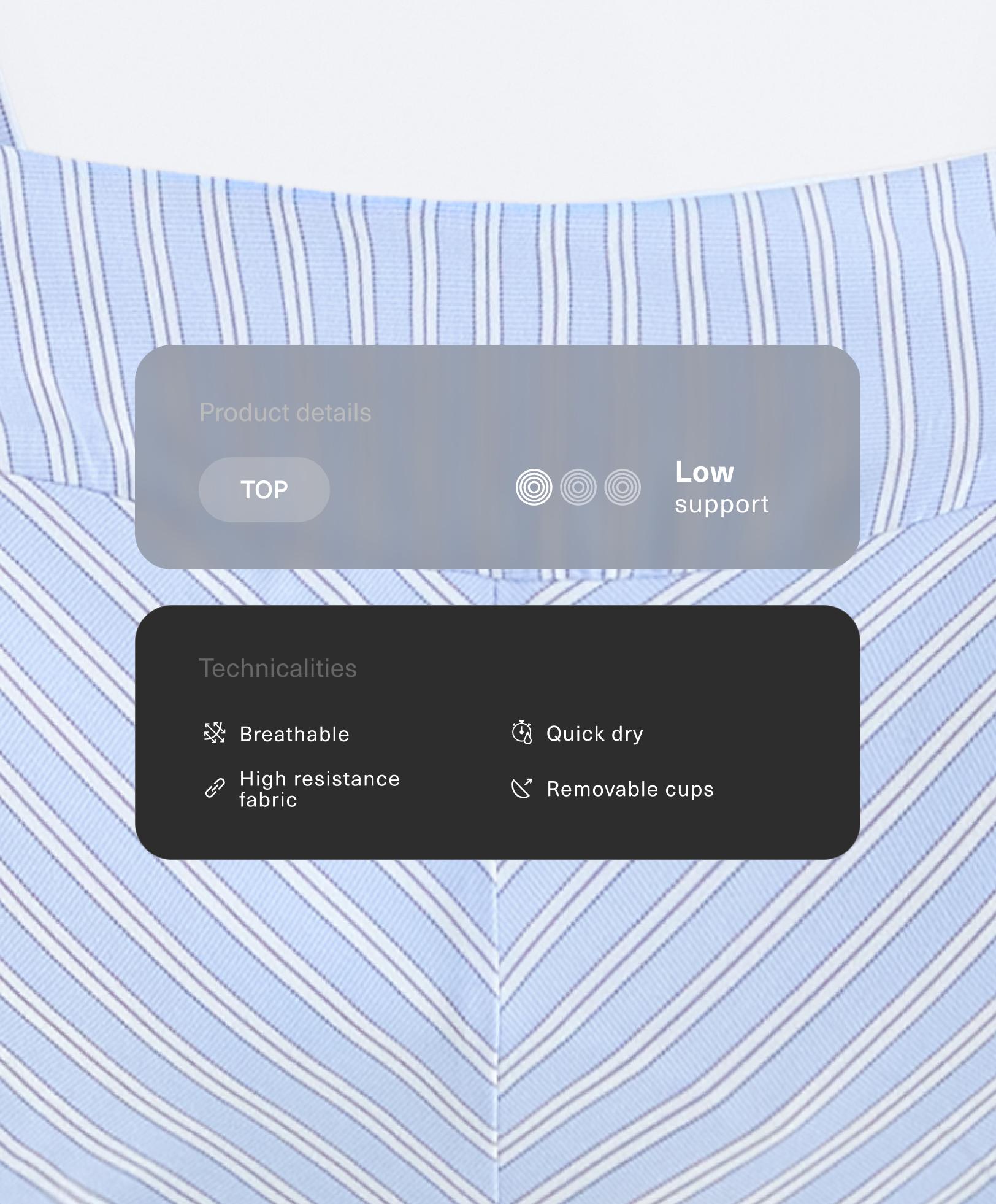 Sport-BH mit mittlerem Halt und geradem Schnitt mit Streifen Sport-BH mit mittlerem Halt und geradem Schnitt mit Streifen
