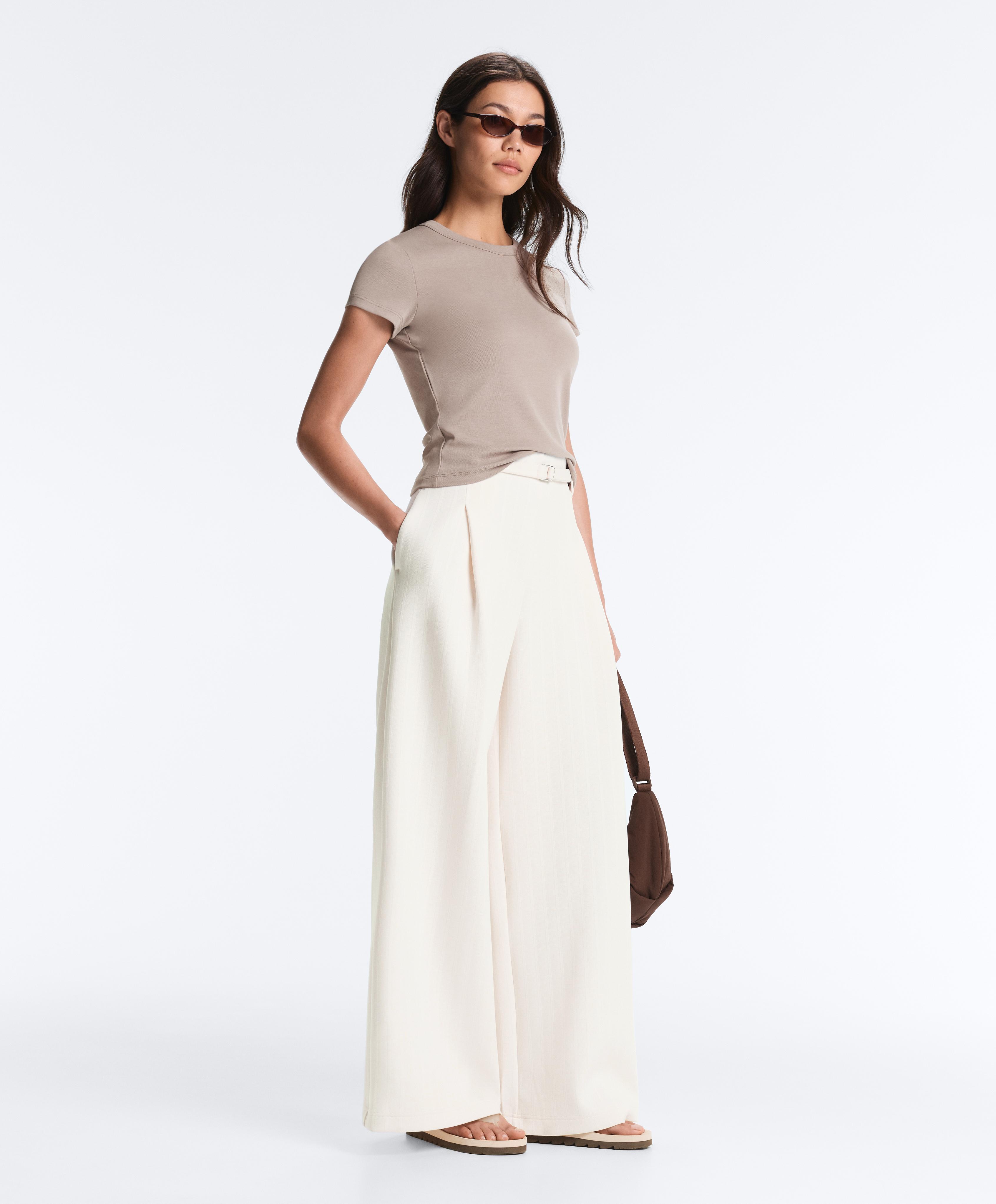 Striped cotton piqué wide-leg trousers Striped cotton piqué wide-leg trousers