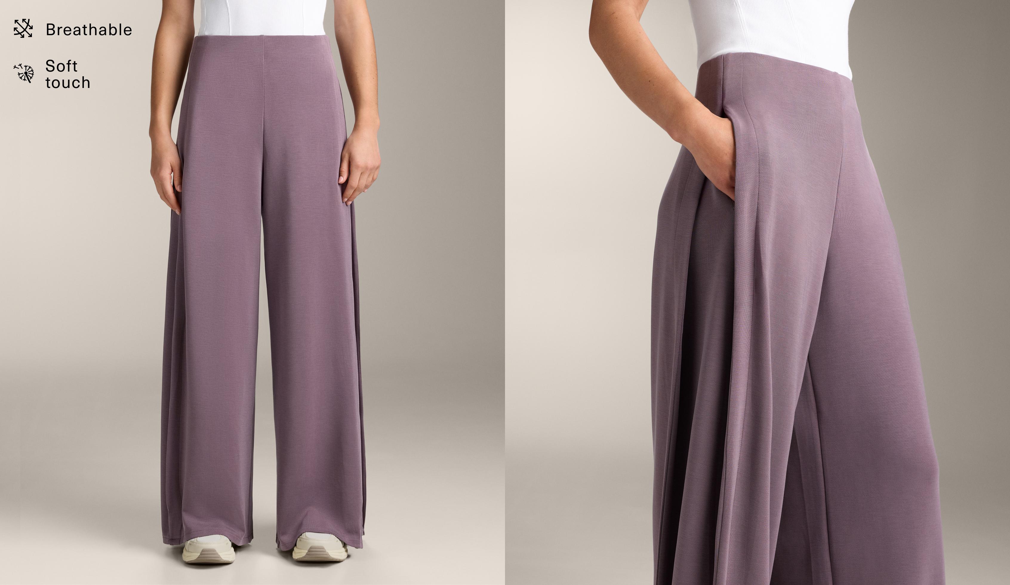 Pantaloni ampi con piega laterale in modal morbido al tatto