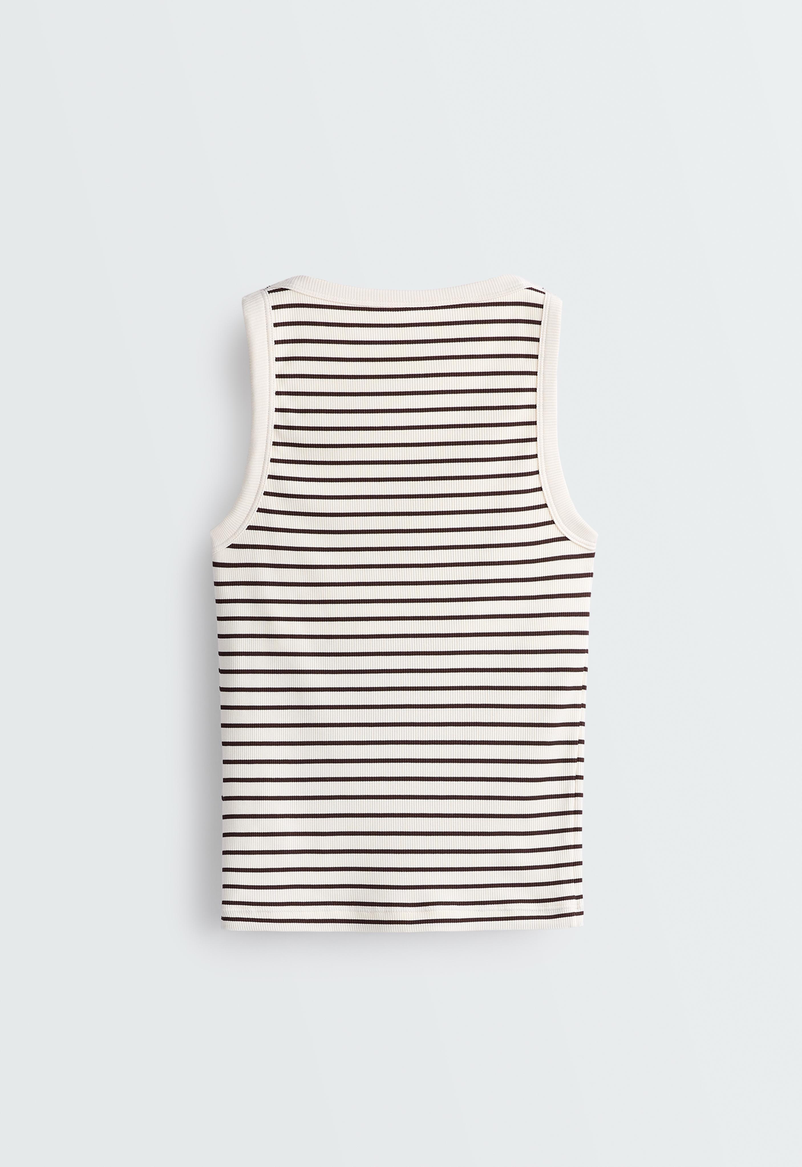 Long modal rib stripe tank top — DARK BROWN