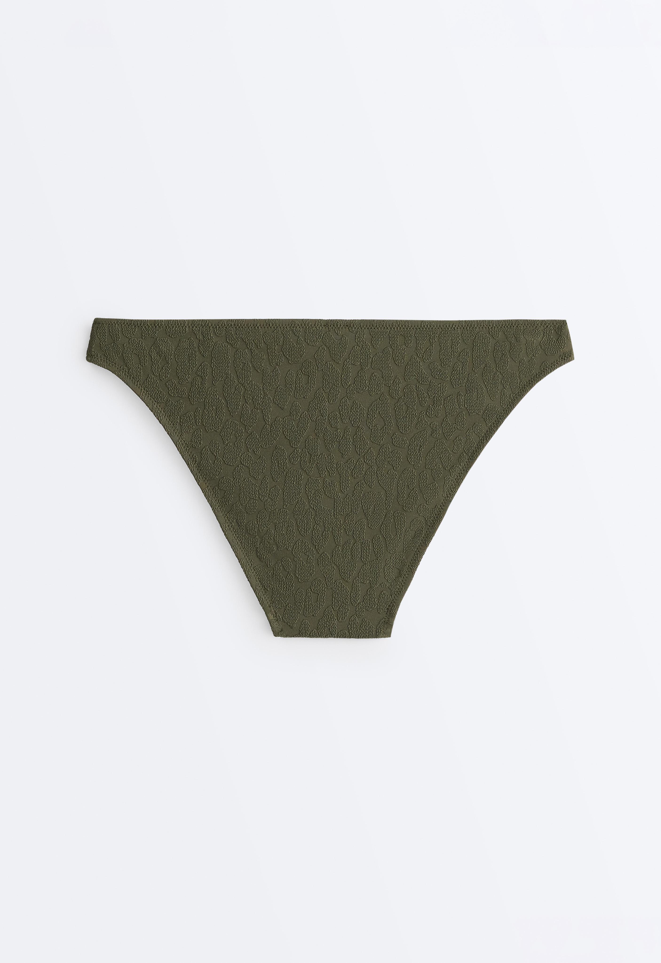 Textured leopard classic bikini briefs — DARK KHAKI