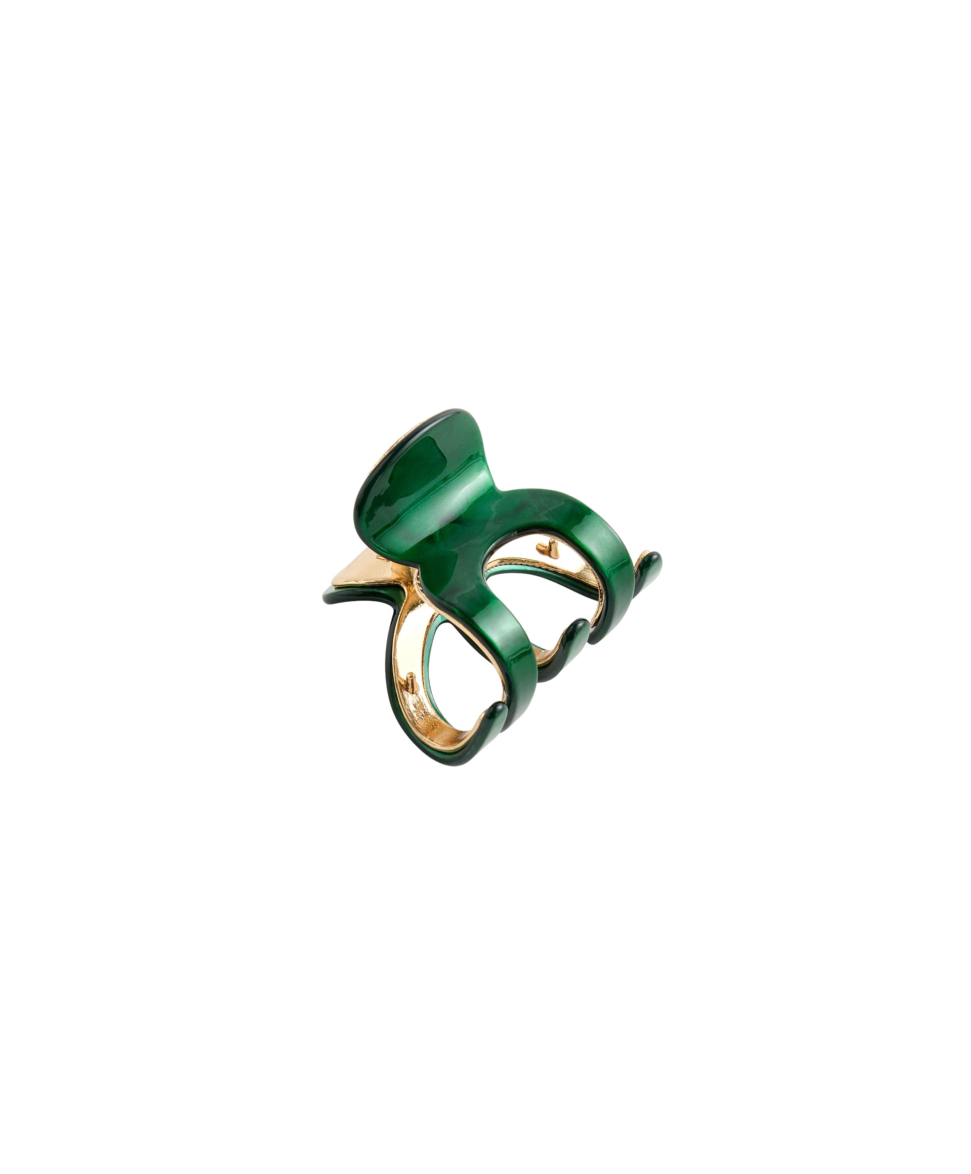 Medium metallic hair clip — DARK EMERALD