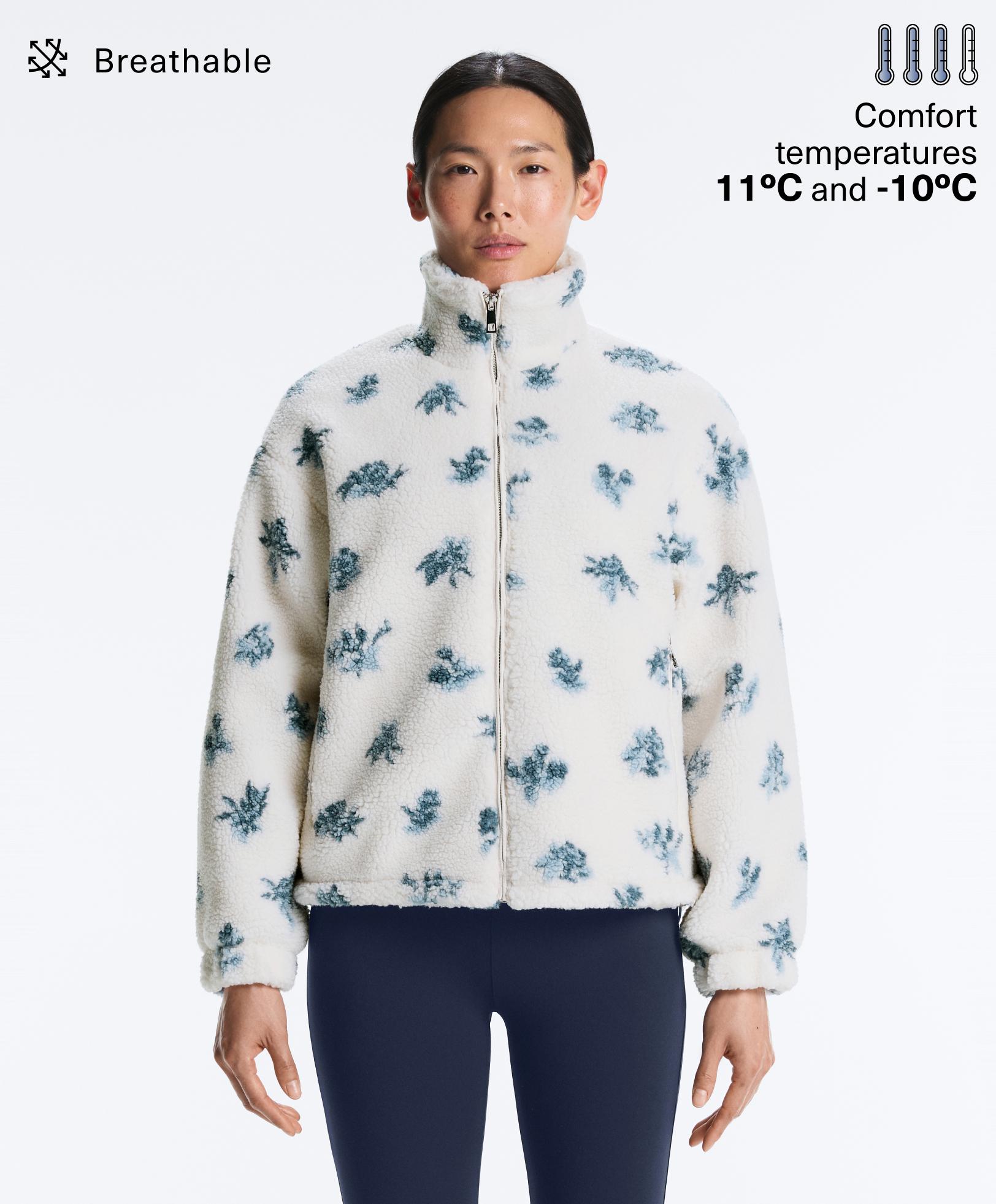 Veste effet mouton à motif fleuri - Soldes Veste effet mouton à motif fleuri - Soldes