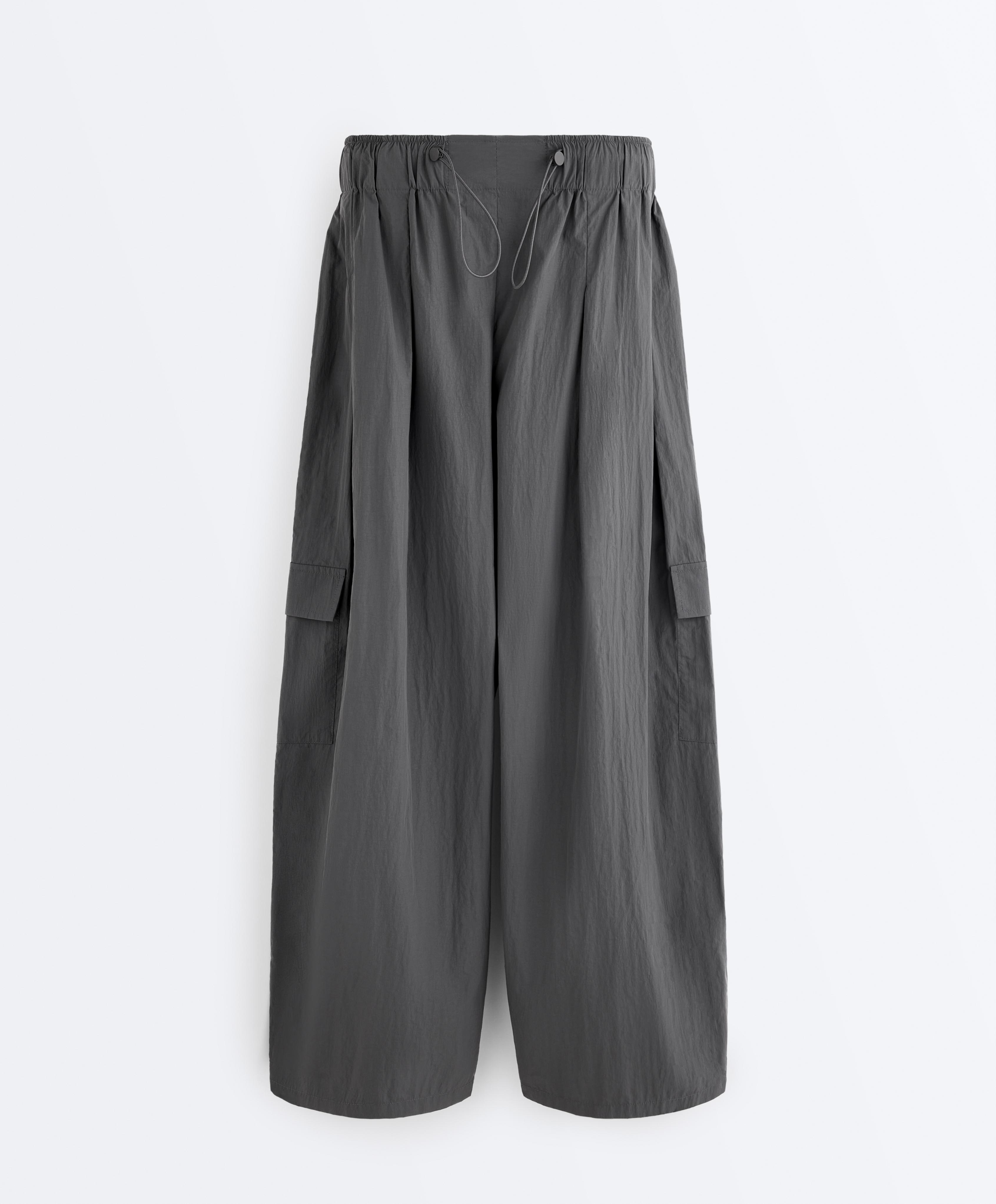 Water-repellent nylon cargo trousers — ASPHALT GREY