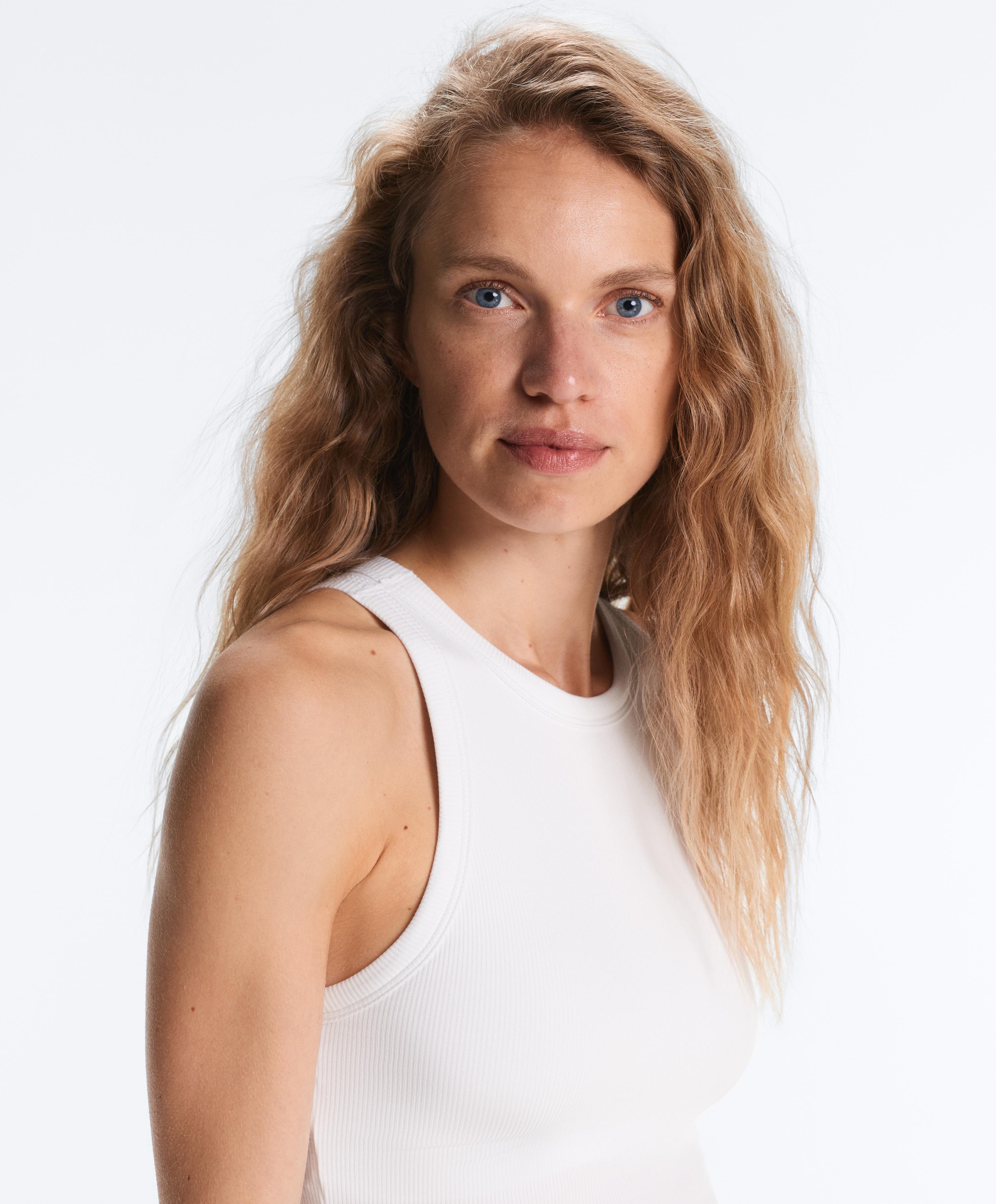 Modal blend tank top with cups — WHITE