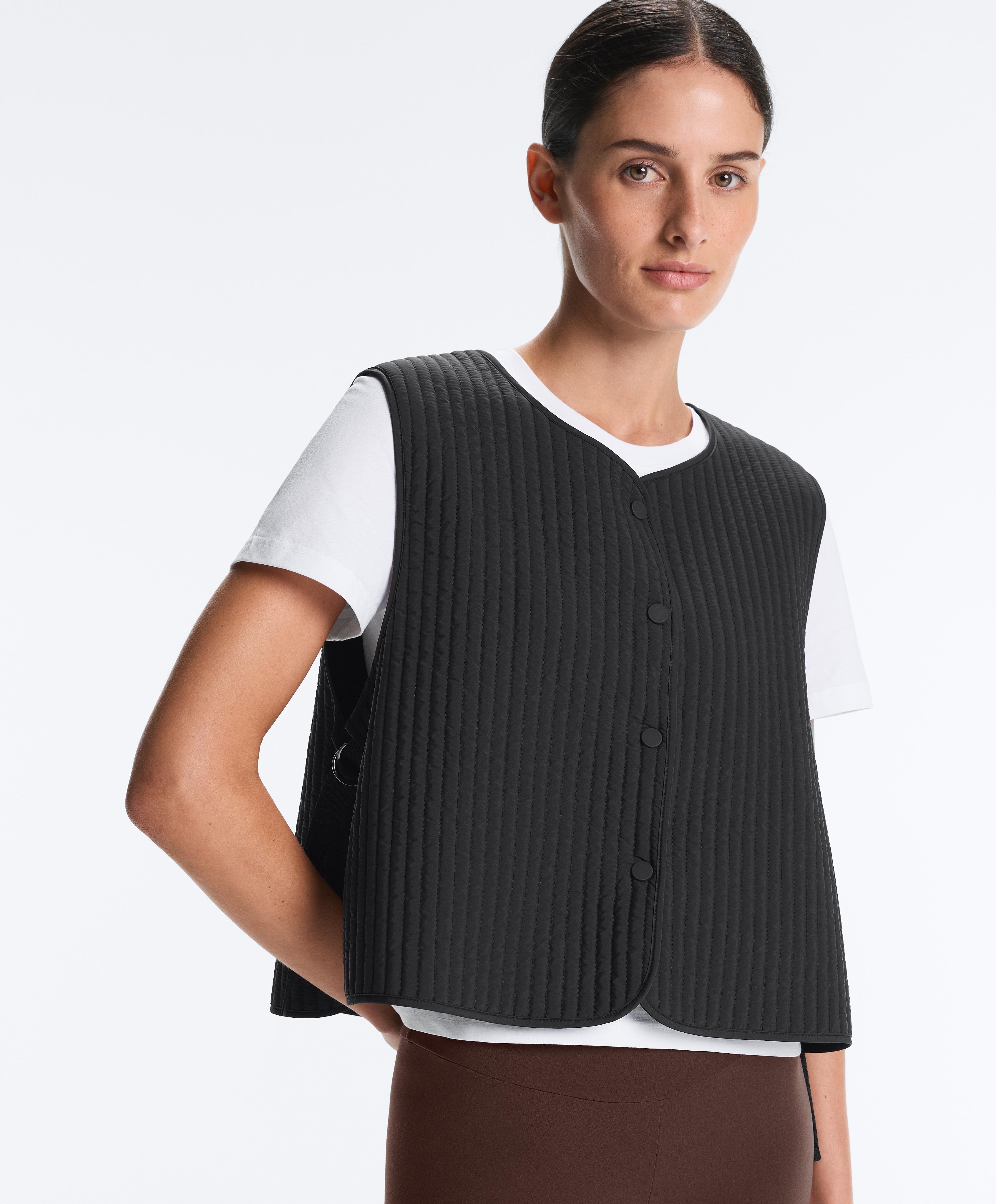 Thin padded nylon gilet — BLACK