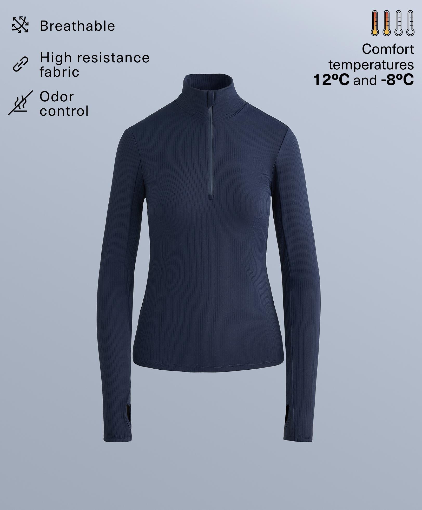 Thermal base layer rib T-shirt — NAVY BLUE