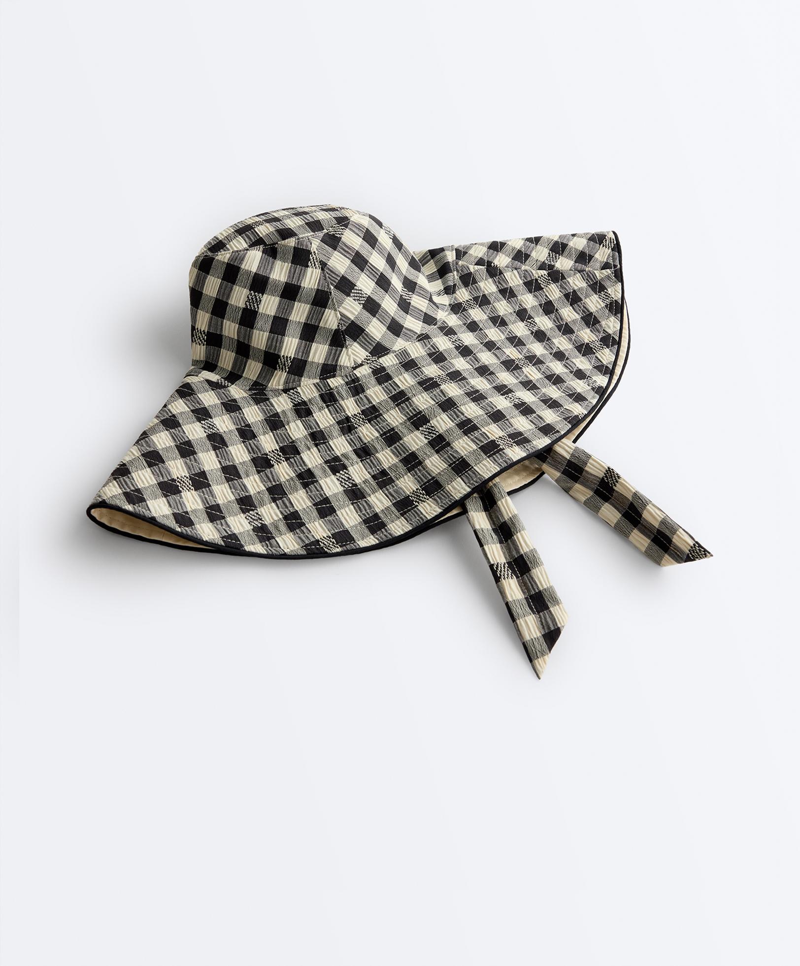 Reversible check bucket hat — BLACK