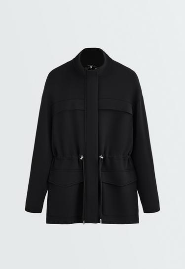 Long soft-touch modal jacket with pockets — BLACK 7